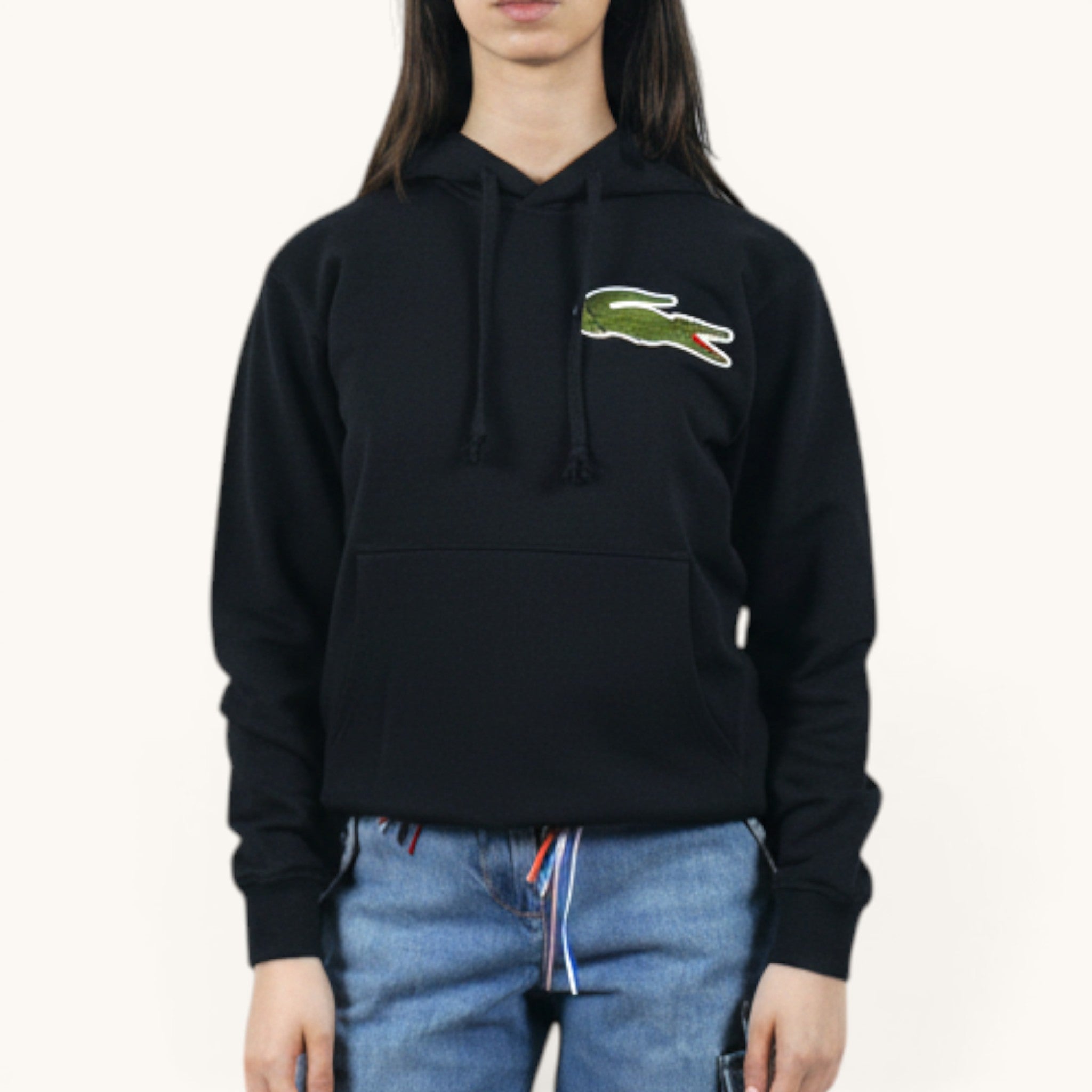 Felpa nera con cappuccio Lacoste FL-T004-0511/0511