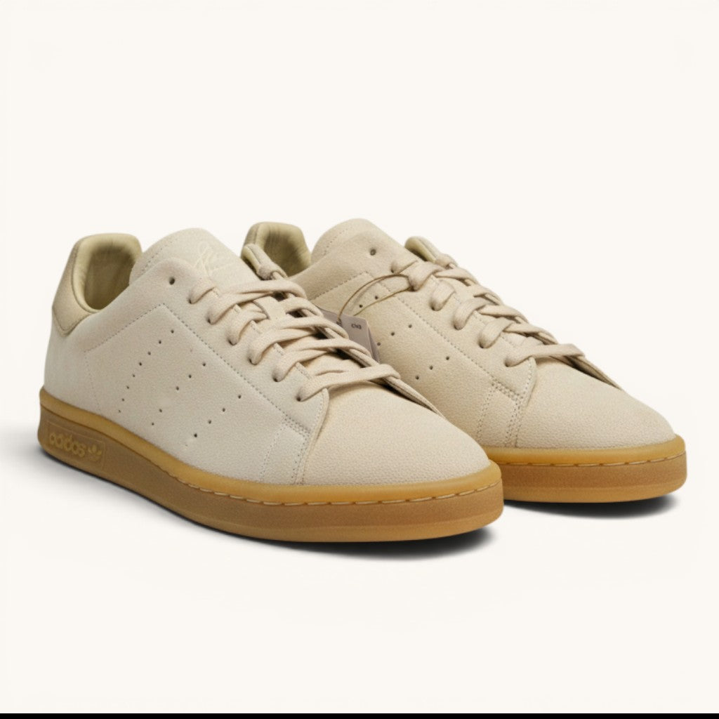 Numero 5: Adidas Originals beige suede low-top sneakers with gum sole and tonal laces.