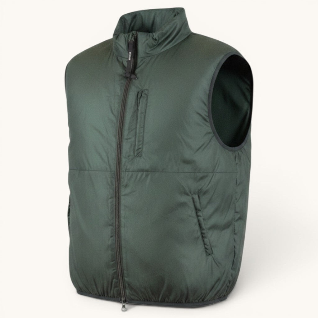 Numero 5 Aspesi green quilted puffer vest with zip closure and high neck. Water-resistant nylon.