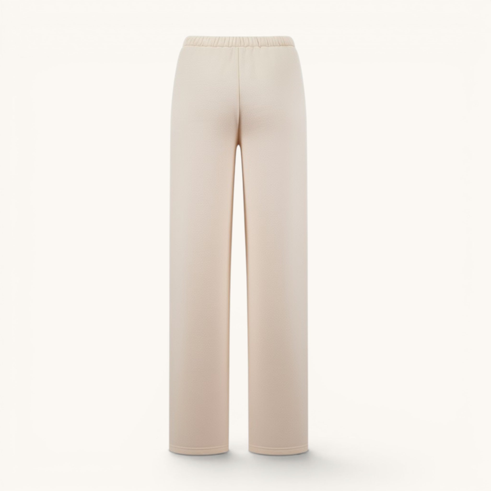 Numero 5 beige cotton wide-leg sweatpants with medium waist and elasticated back waist.