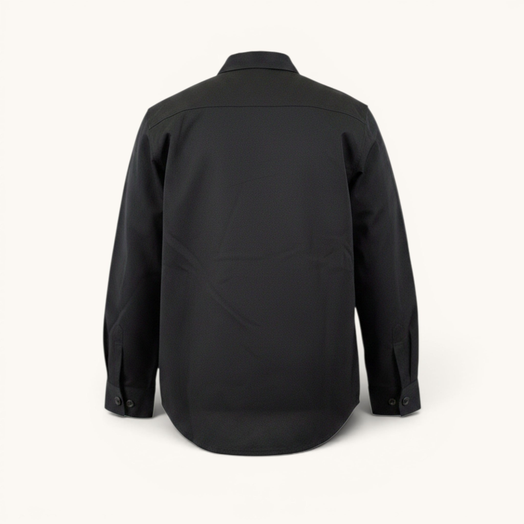 Numero 5 men's black polyester regular fit shirt with classic collar and button closure, ideal for summer.