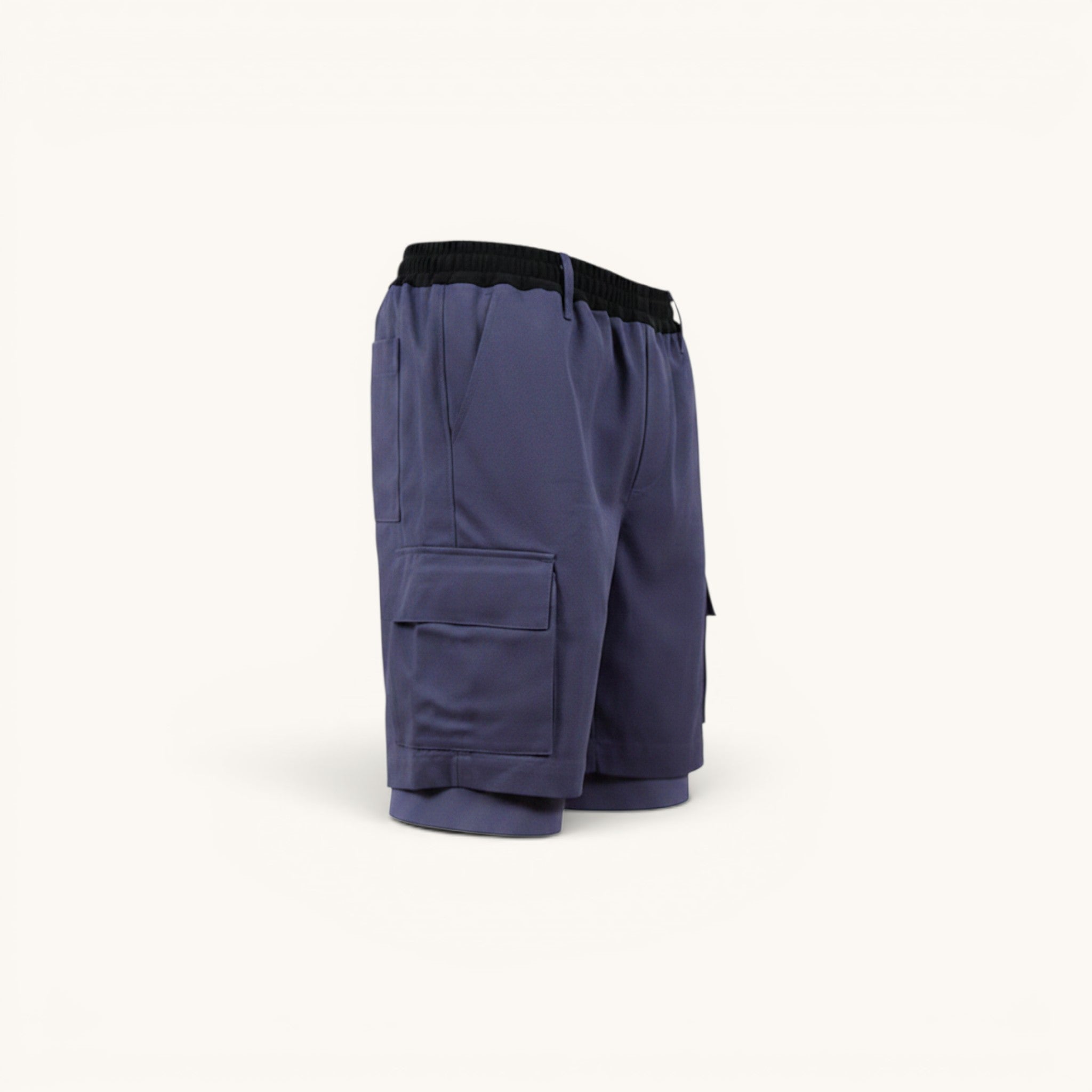 Numero 5 men's blue technical cargo shorts, above the knee length, regular fit, made from 72% PA 28% EA.