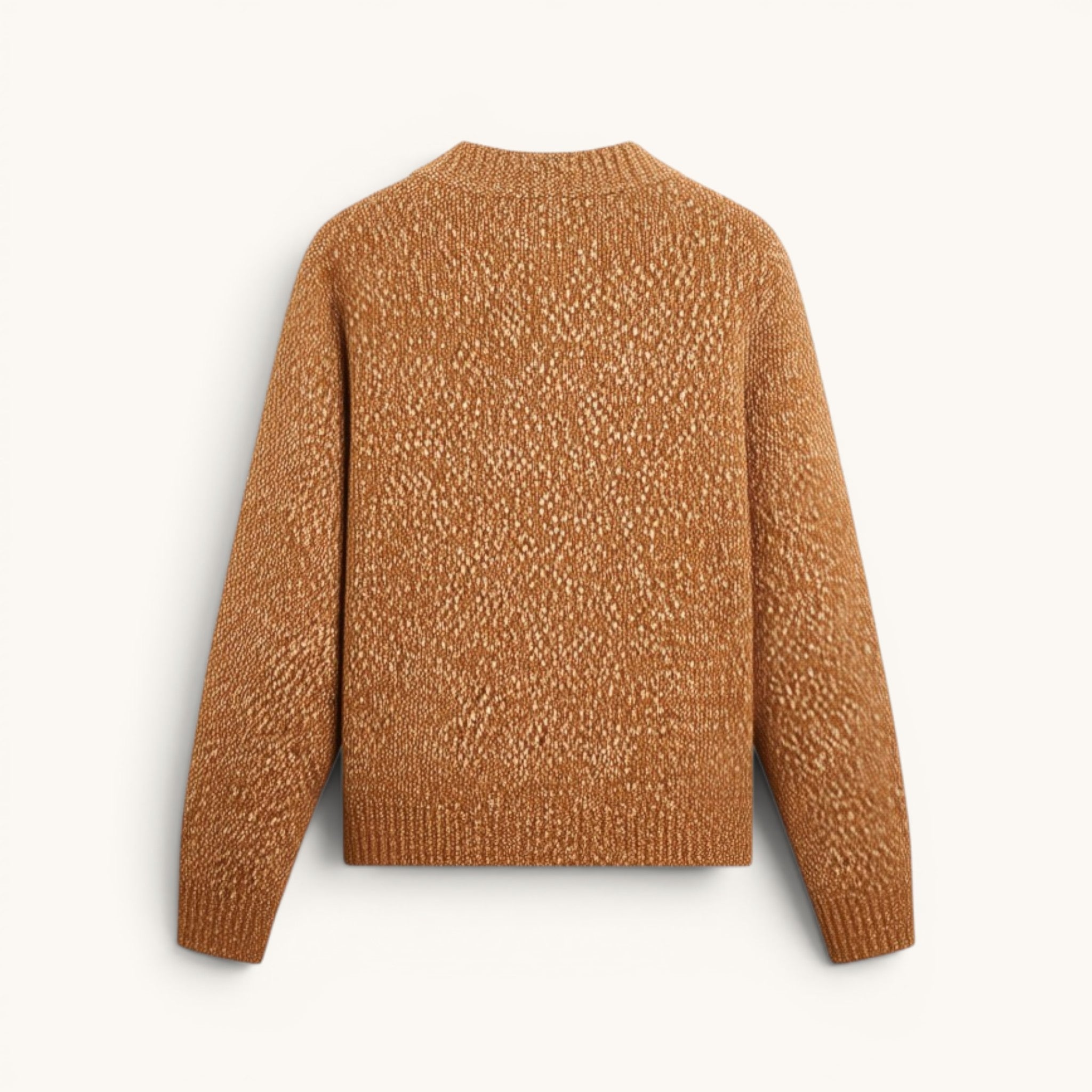 Numero 5 Men's brown and white textured wool blend cardigan with zip detail.