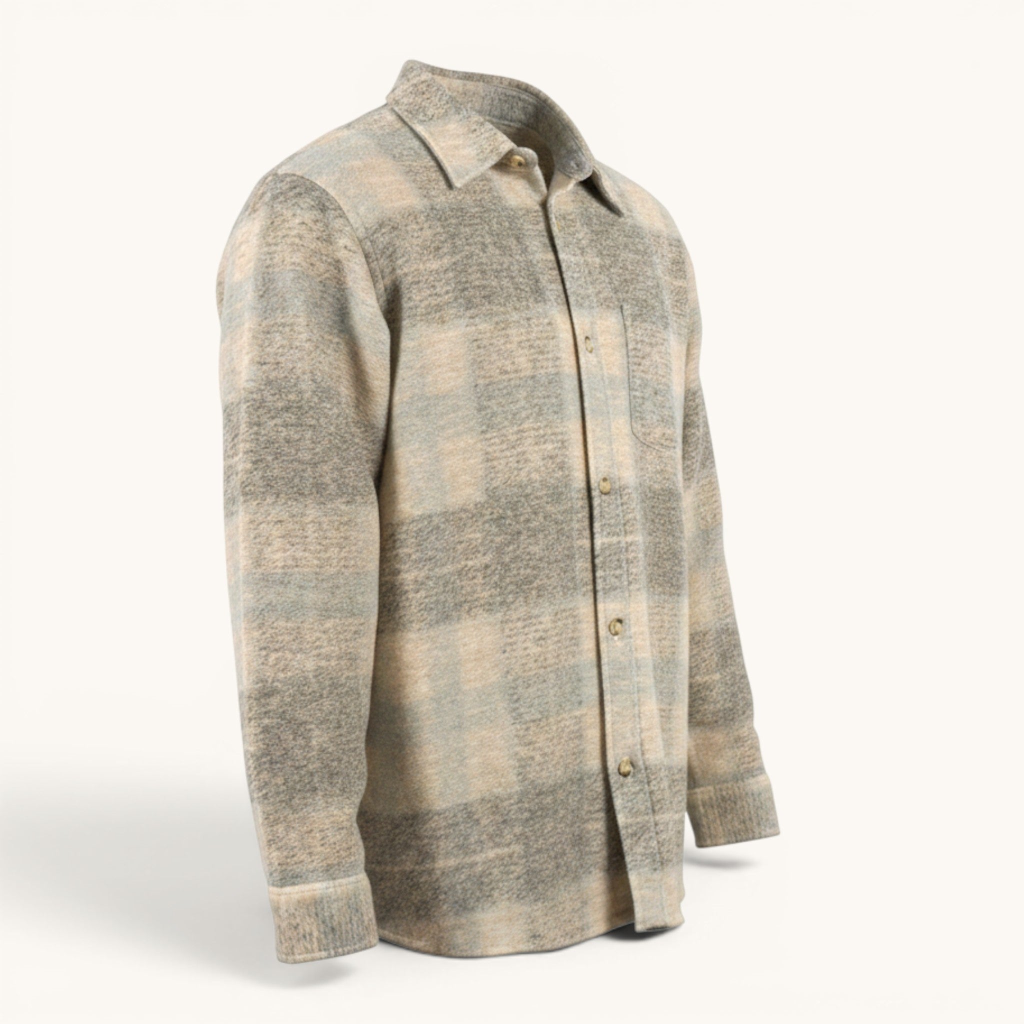 Numero 5 uomo camicia a quadri grigia e beige in misto lana, vestibilità regolare, stile casual.