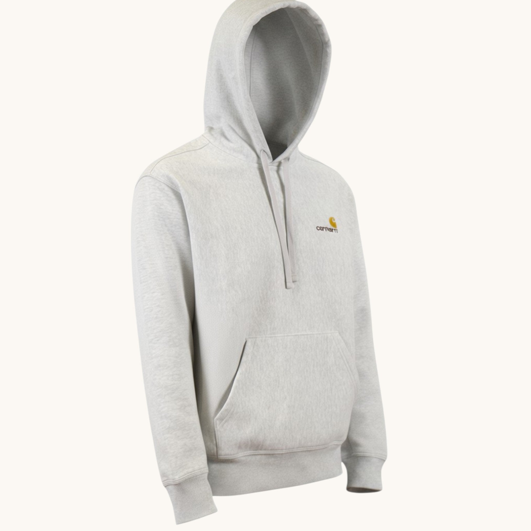 Numero 5 Felpa con cappuccio grigio chiaro Carhartt WIP da uomo in misto cotone e poliestere con tasca a marsupio.