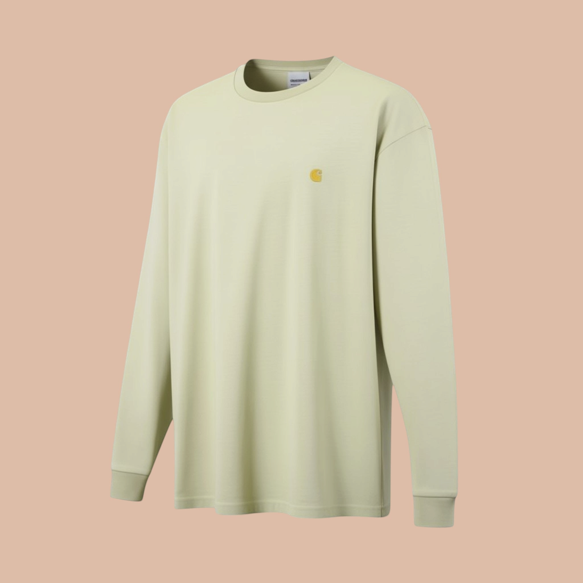 Numero 5 Maglia a manica lunga verde in cotone da uomo Carhartt WIP con piccolo logo a forma di C ricamato sul petto.