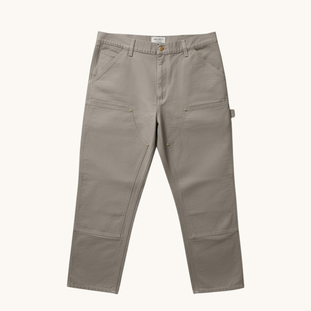Numero 5 Pantaloni da uomo Carhartt WIP grigi in cotone 100% con vestibilità regolare e dettagli urbani.