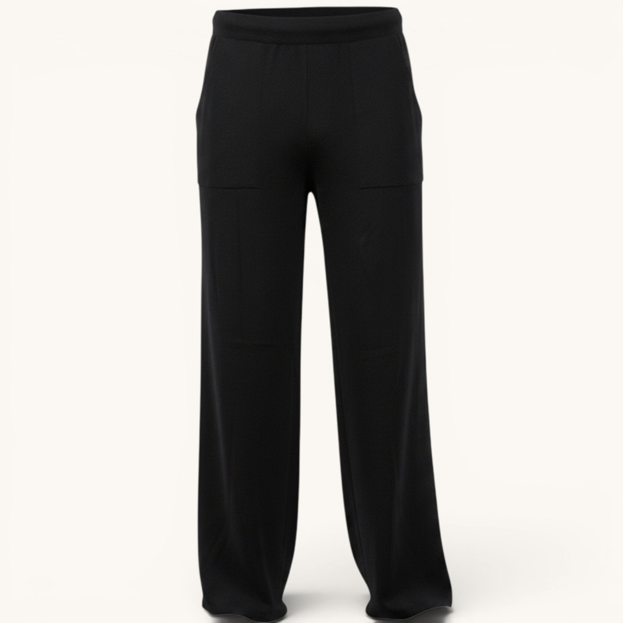 Numero 5 Dries Van Noten black wide-leg trousers with drawstring waist and pockets.