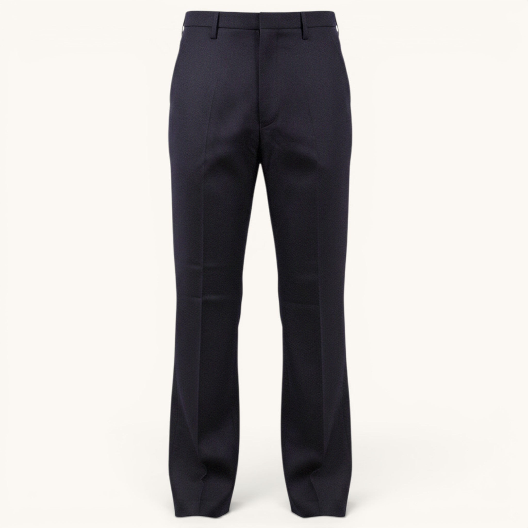 Numero 5 Dries Van Noten navy blue wool trousers with pence detail and regular fit for men.