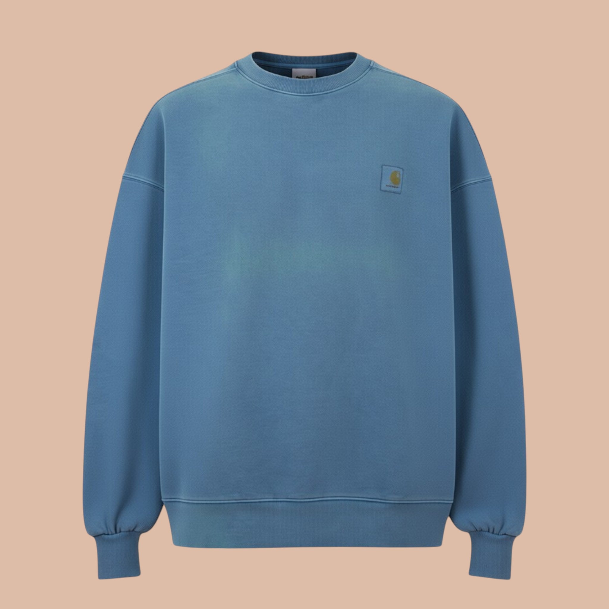 Numero 5 Felpa girocollo azzurra in cotone da uomo, vestibilità regolare, design semplice e morbido.