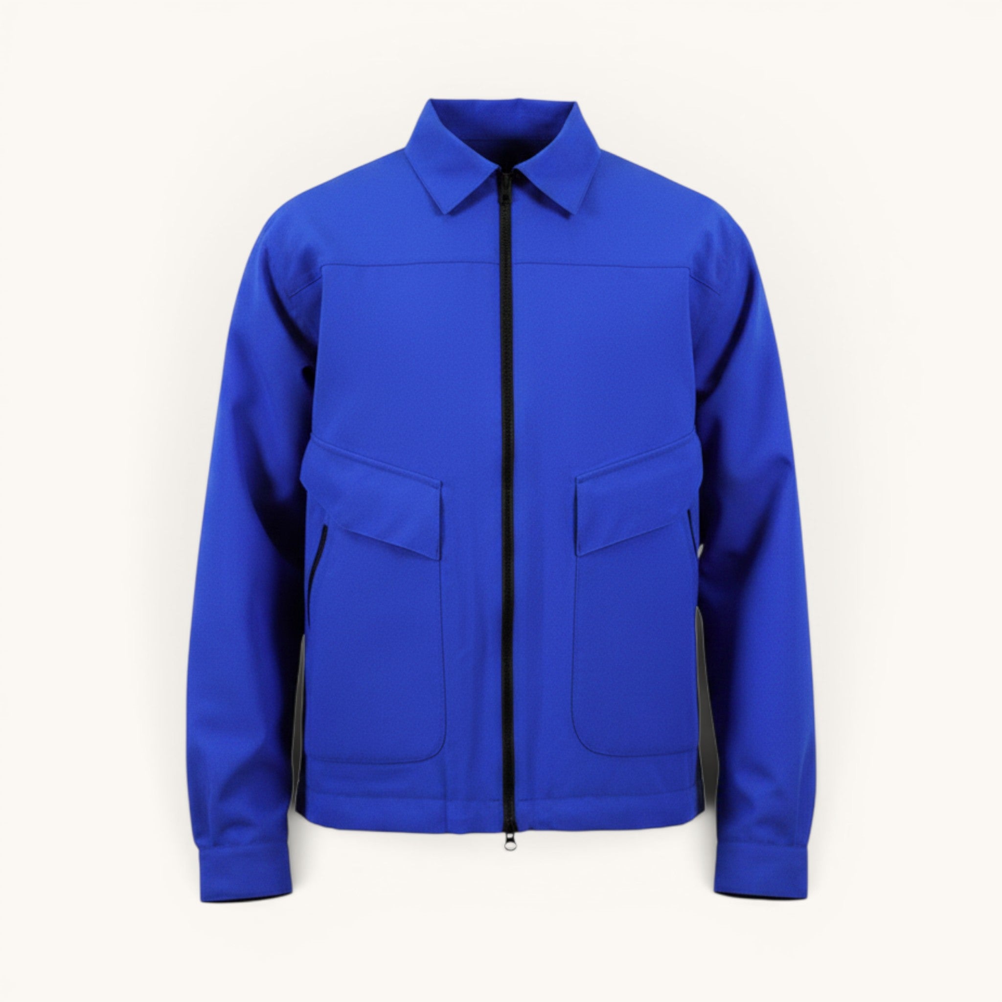 Numero 5 giubbotto bomber blu elettrico da uomo in poliestere, vestibilità regular, con chiusura zip e polsini elasticizzati.