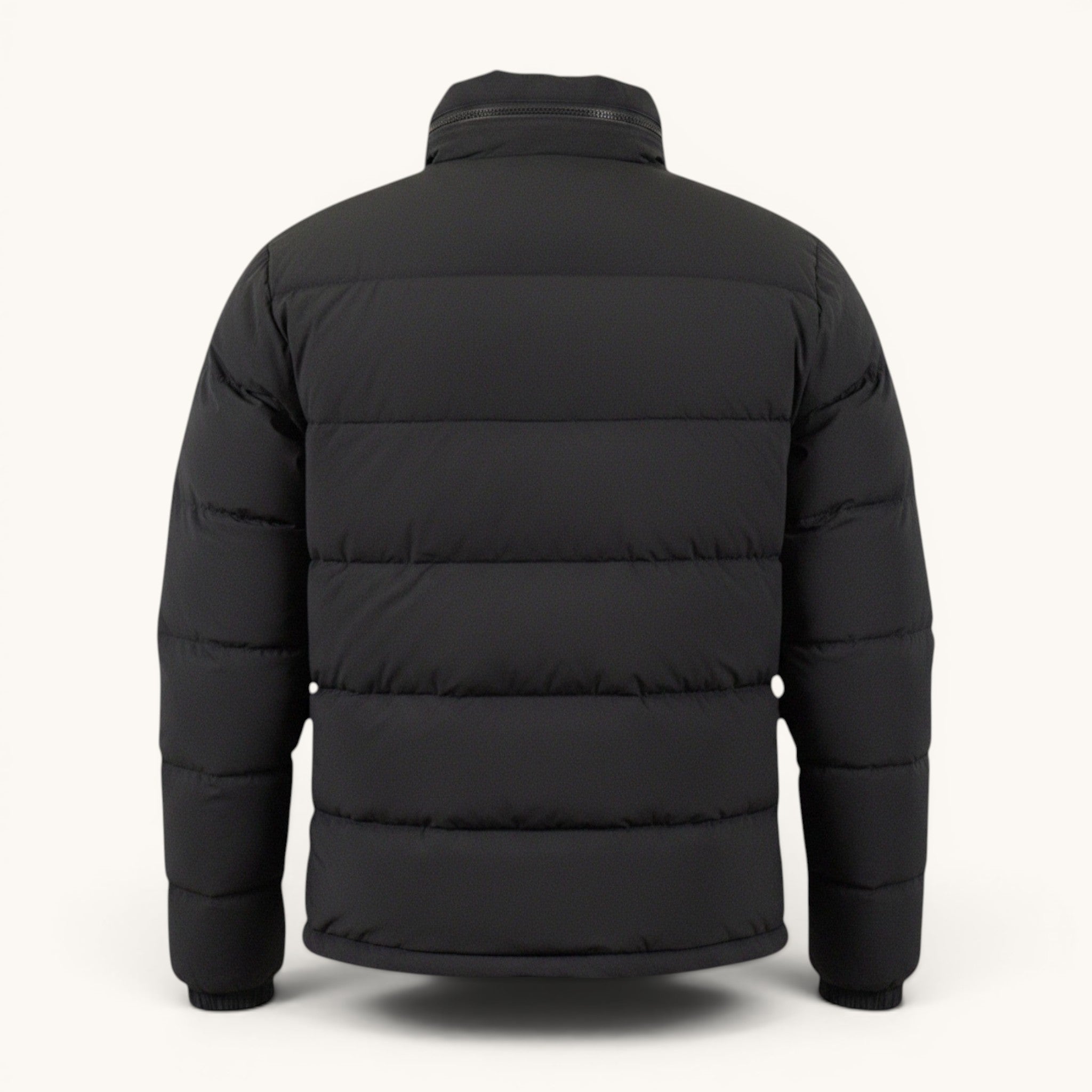 Numero 5 Giubbotto nero in nylon imbottito da uomo, vestibilità regolare, ideale per l'inverno.
