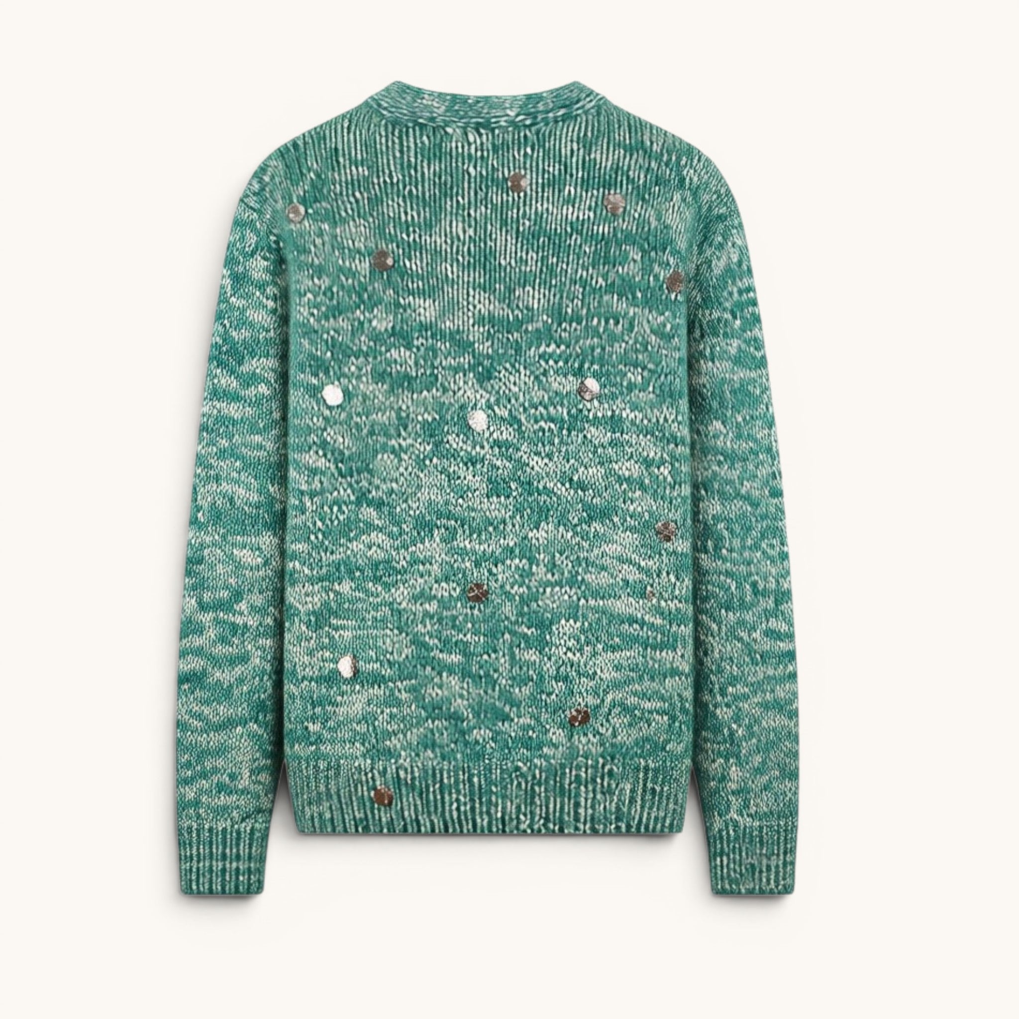 Numero 5 men's green and white wool cardigan with button details and a regular fit.