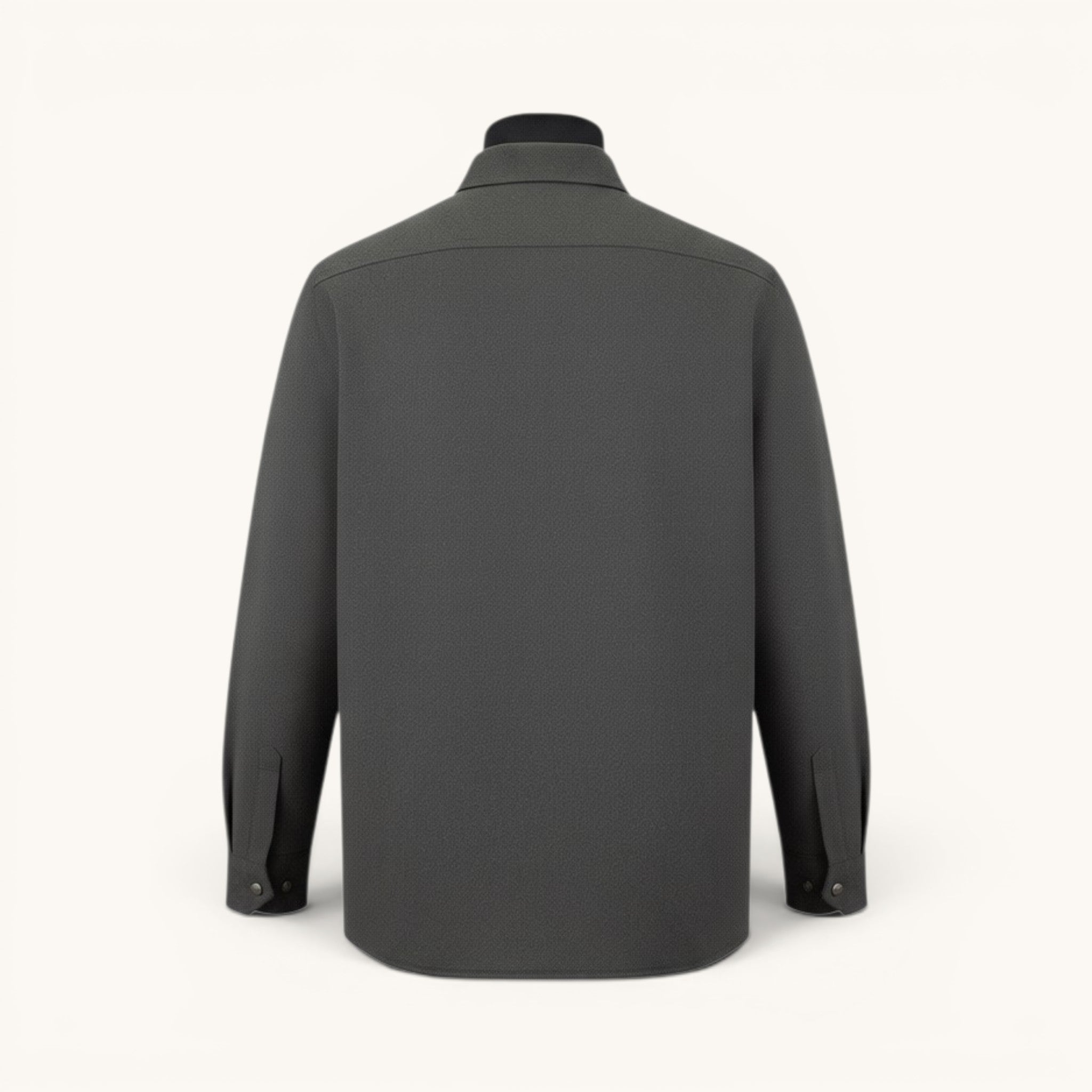 Numero 5 Men's grey wool blend shirt with a subtle textured pattern, regular fit, and button cuffs. Ideal for winter.