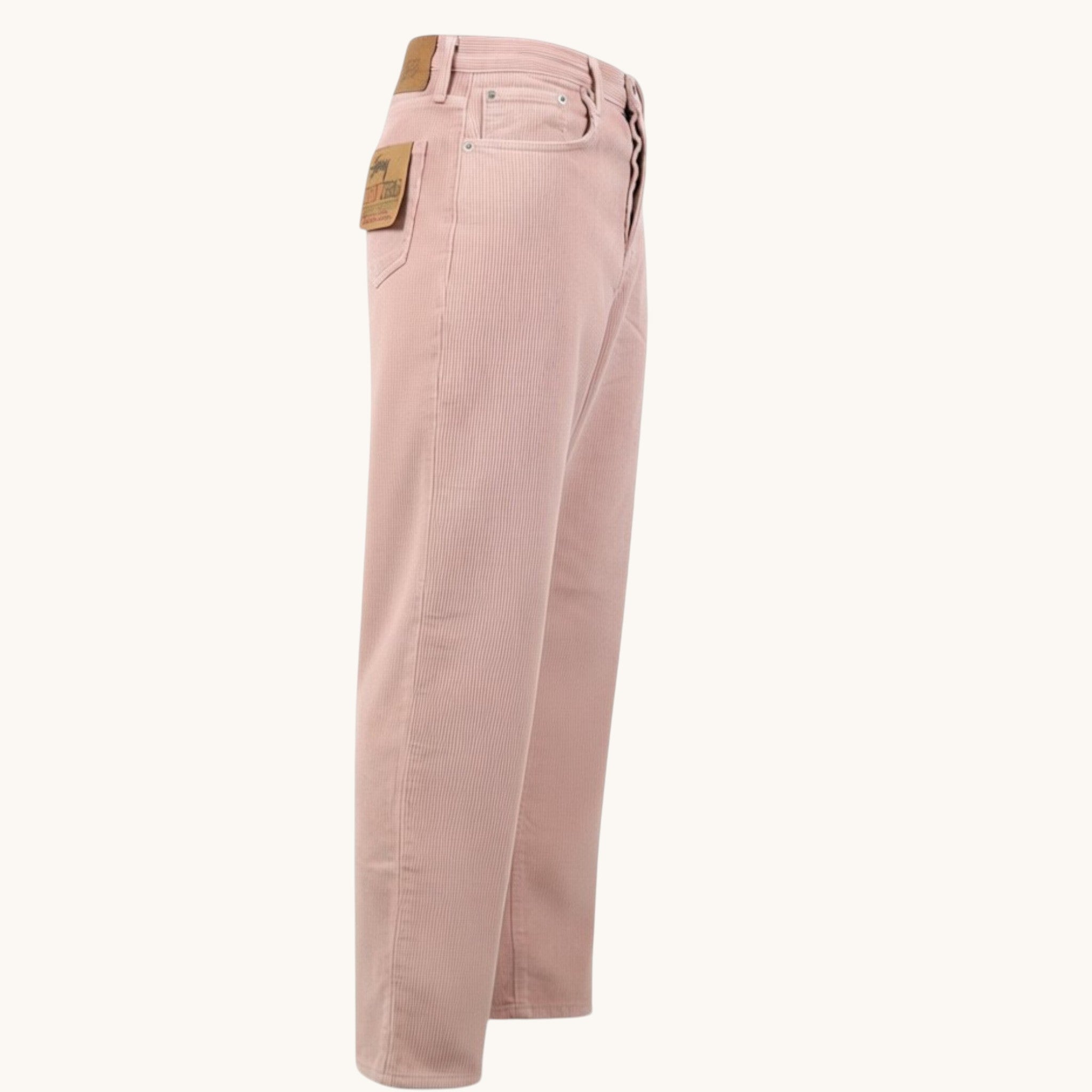Numero 5 Jeans rosa in velluto a coste 100% cotone con vestibilità regolare e dettagli distintivi.