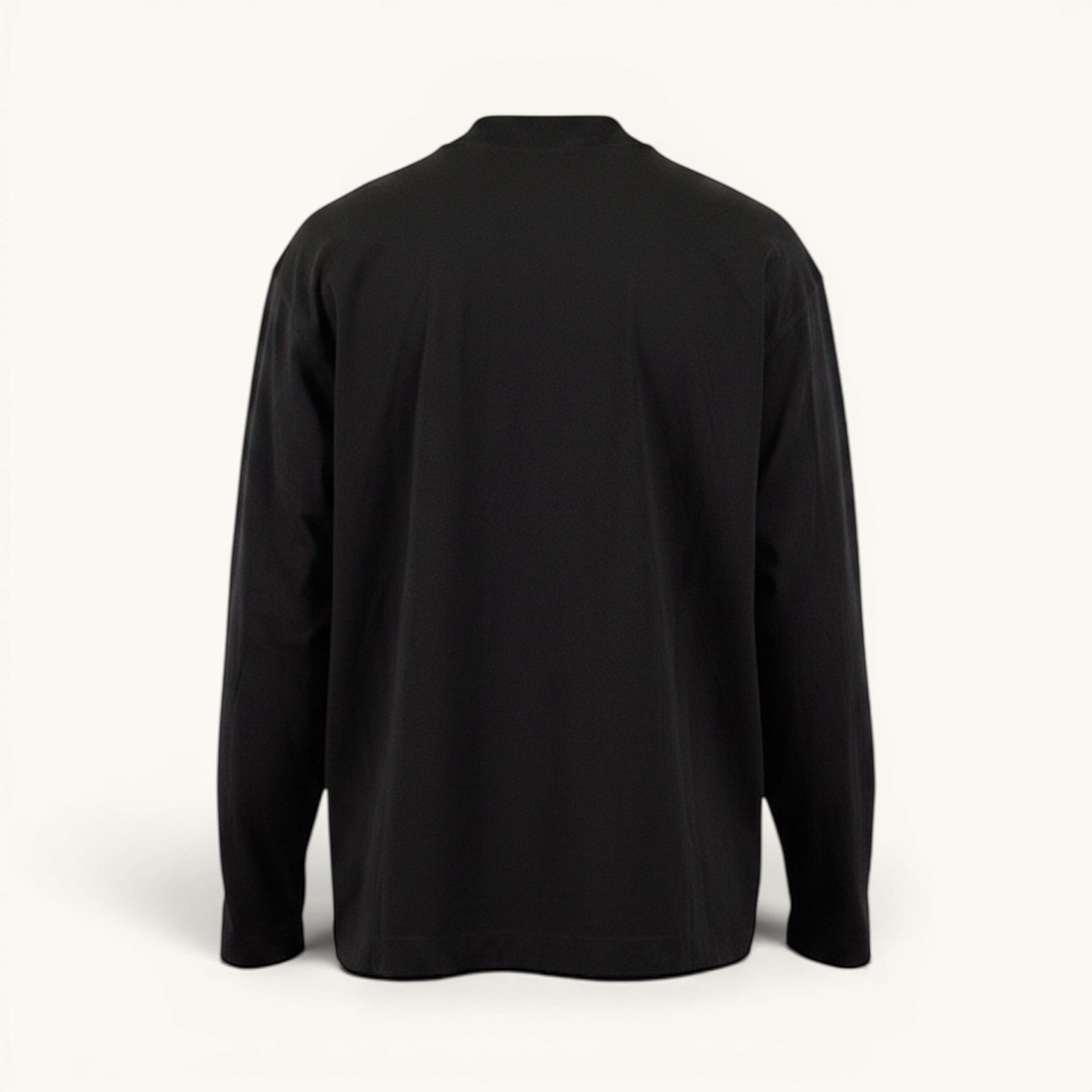 Numero 5 Maglia nera Dries Van Noten a manica lunga in cotone, girocollo, vestibilità regular fit, modello uomo.