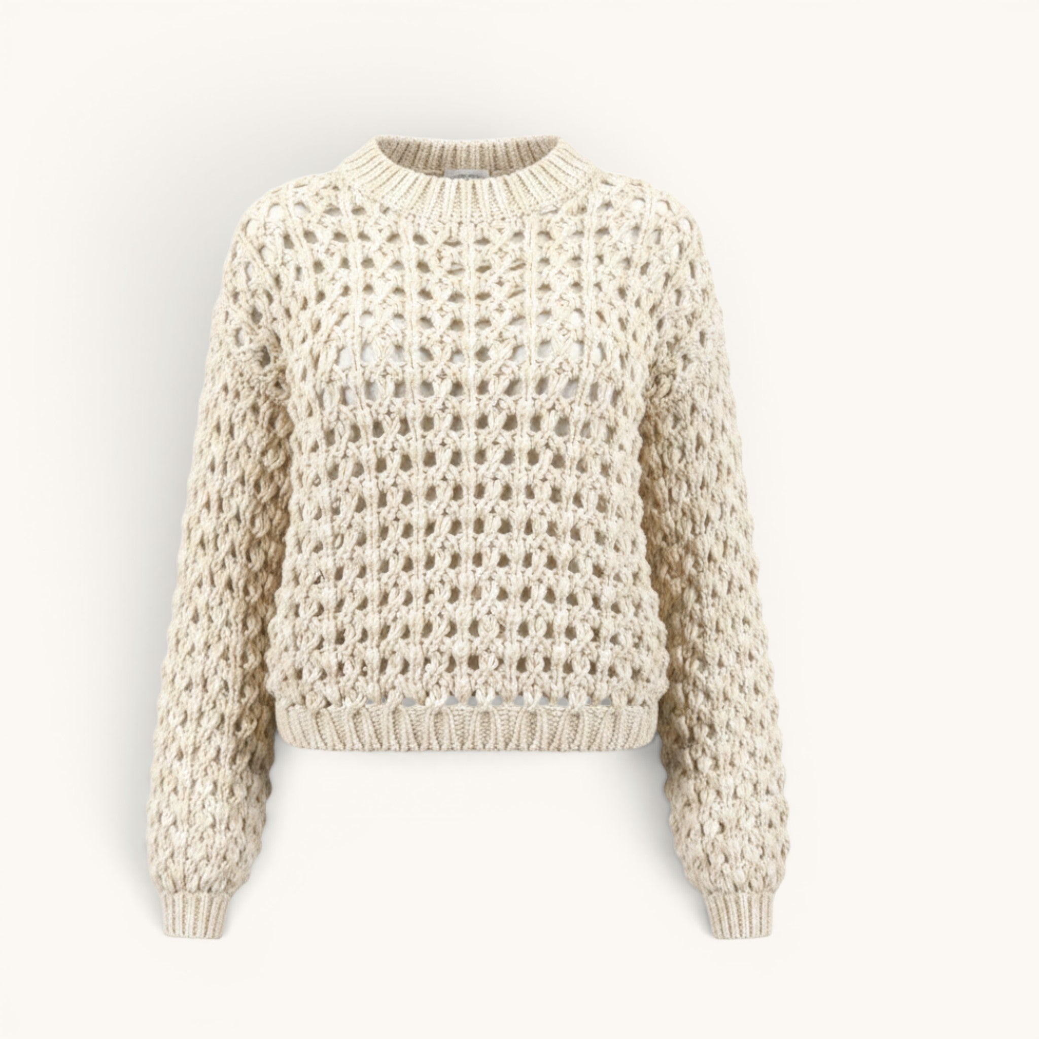 Numero 5 maglione bianco in acrilico e poliestere con lavorazione a maglia intrecciata e vestibilità regular fit.