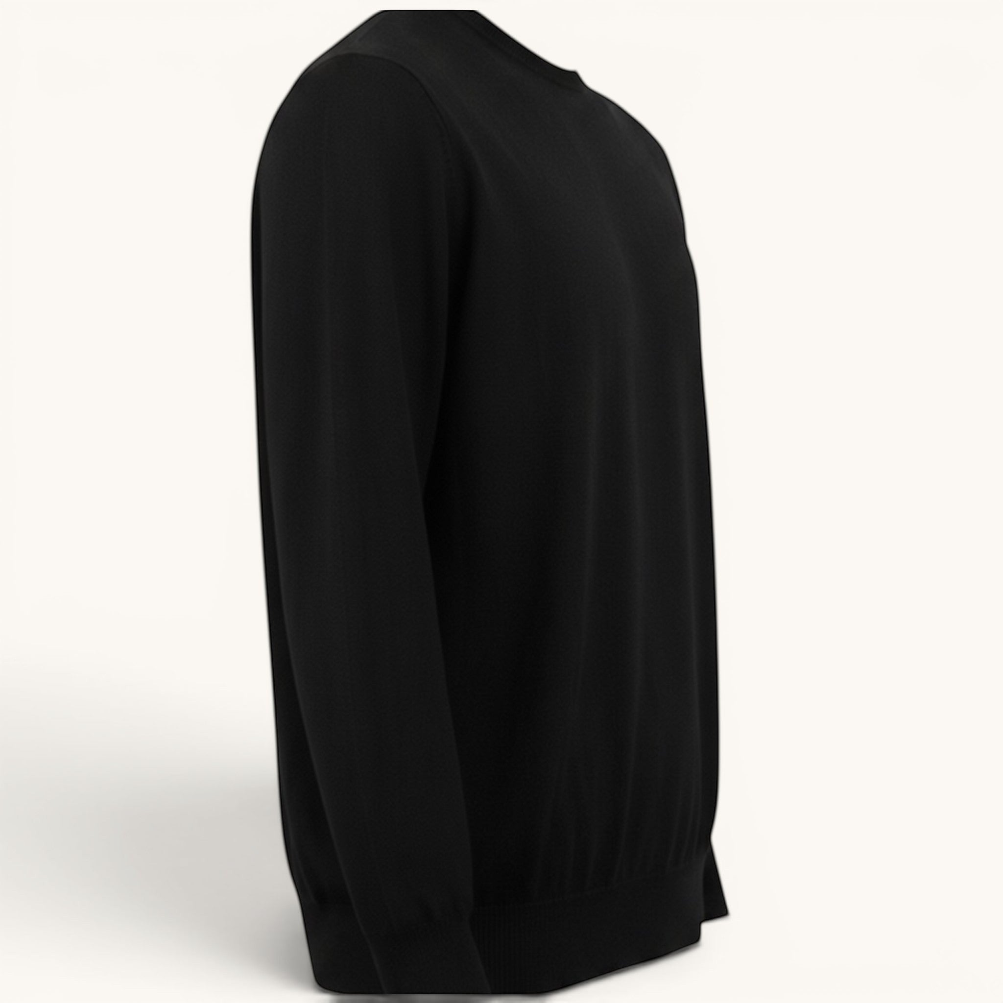 Numero 5 Maglione nero in 100% lana vergine da uomo, vestibilità regolare, ideale per l'inverno.