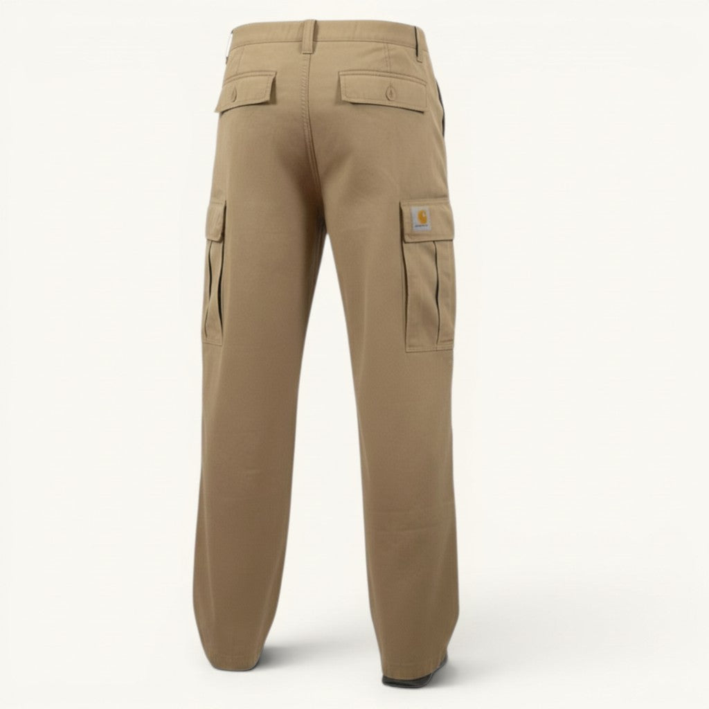 Numero 5: pantaloni cargo beige in 100% cotone da uomo, vestibilità regular fit, dettagli essenziali.
