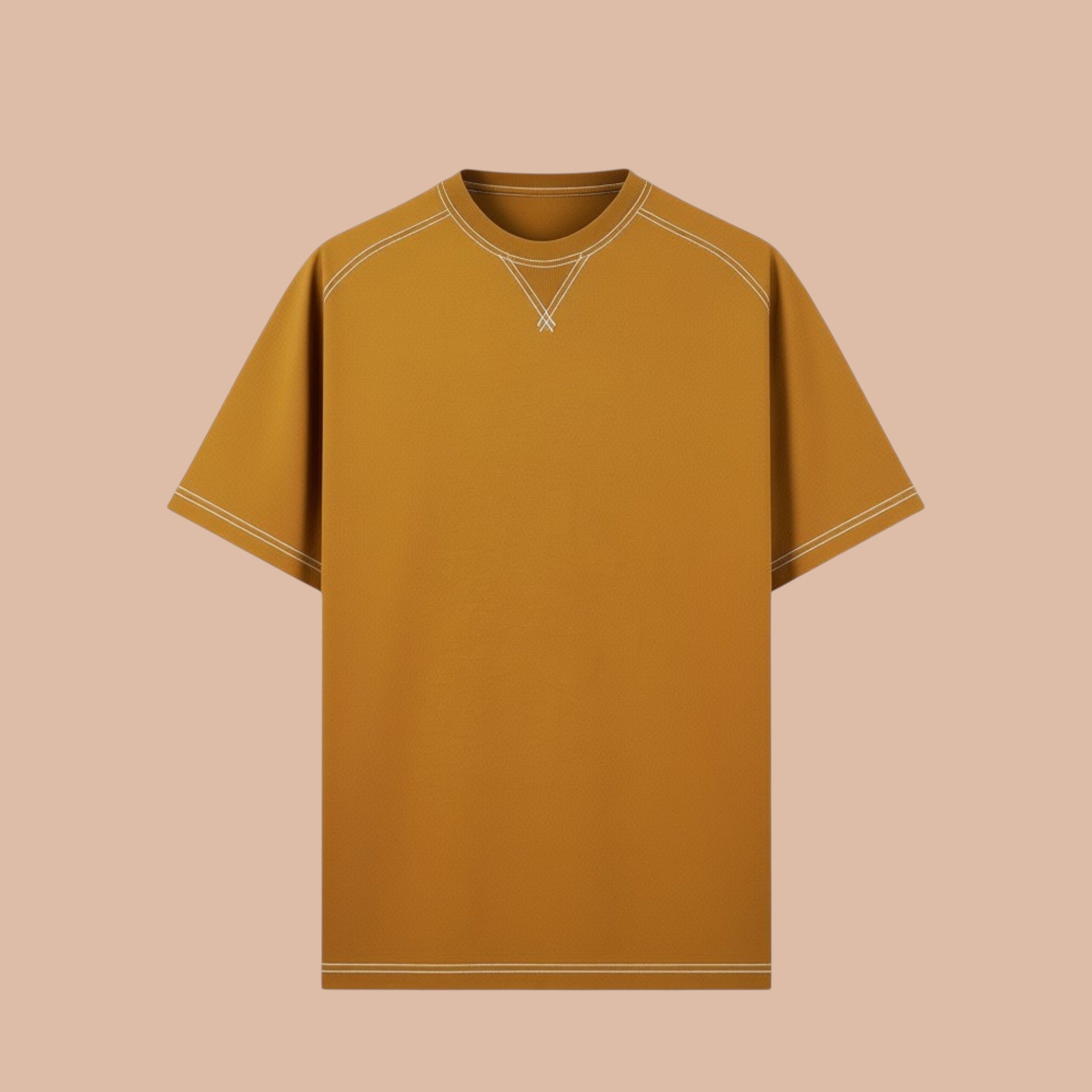Numero 5 T-shirt uomo in cotone marrone con cuciture a contrasto e scollo a V.
