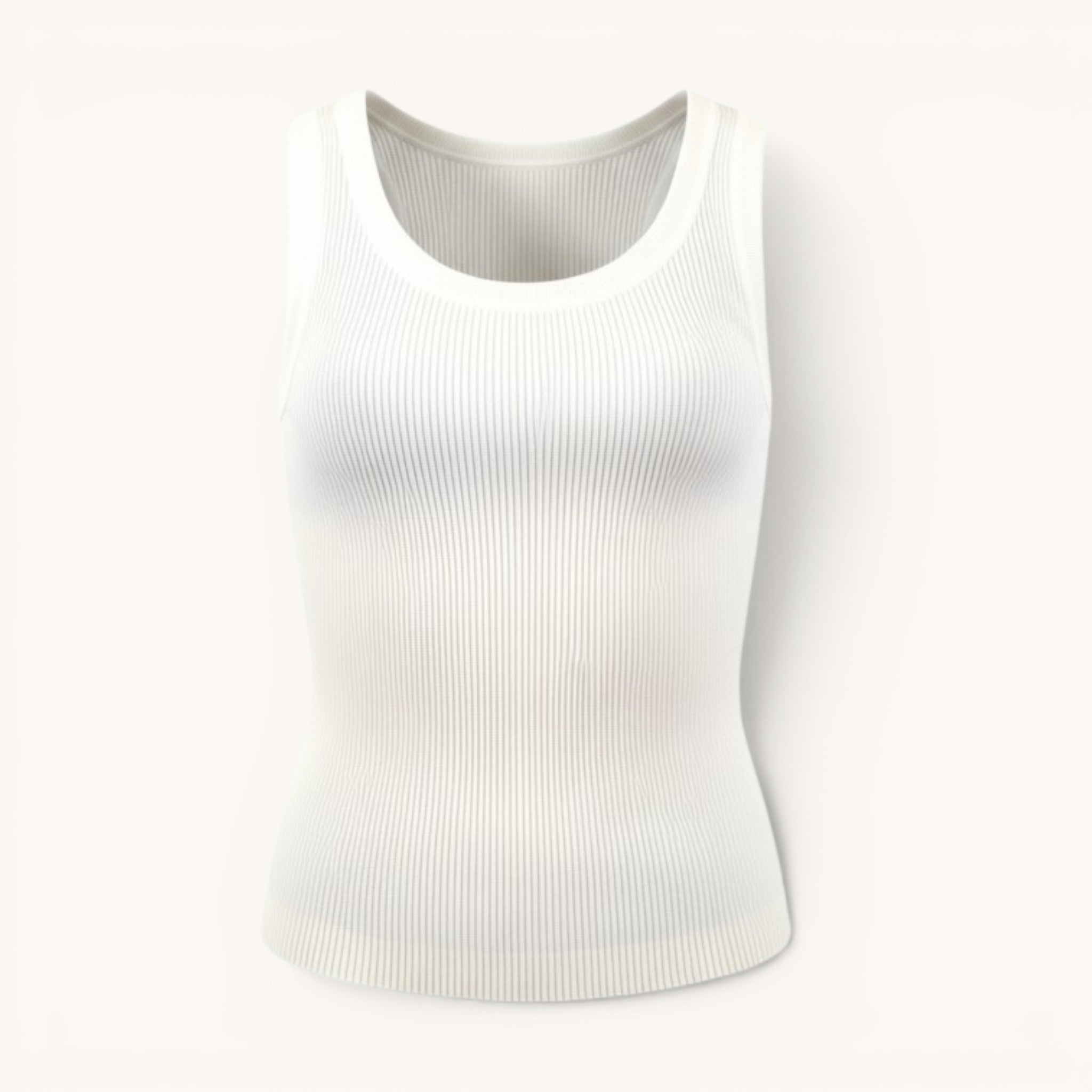 Numero 5 white ribbed cotton tank top with scoop neck and regular fit. Perfect for summer.