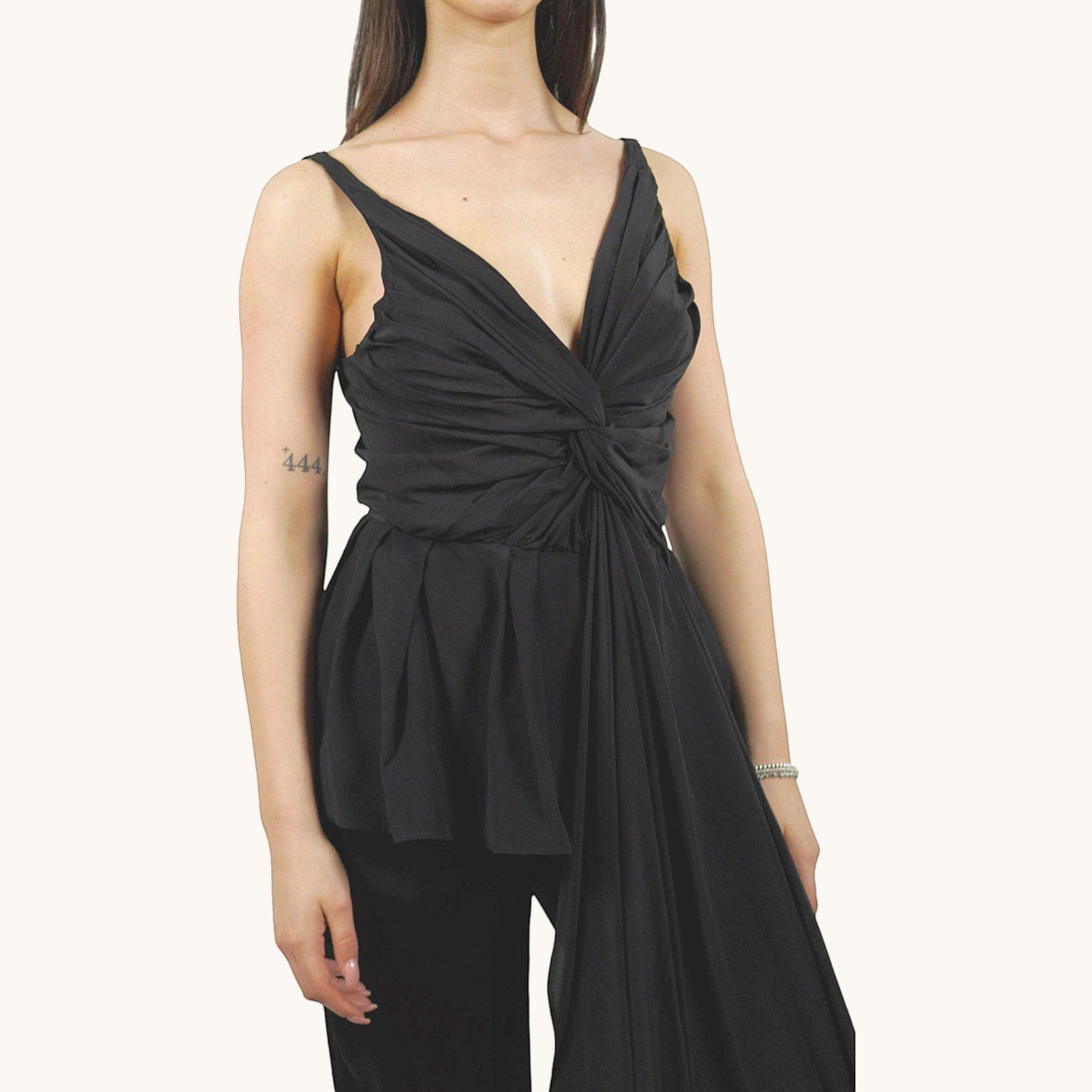 Top drappeggiato nero Erika Cavallini E9PT06/