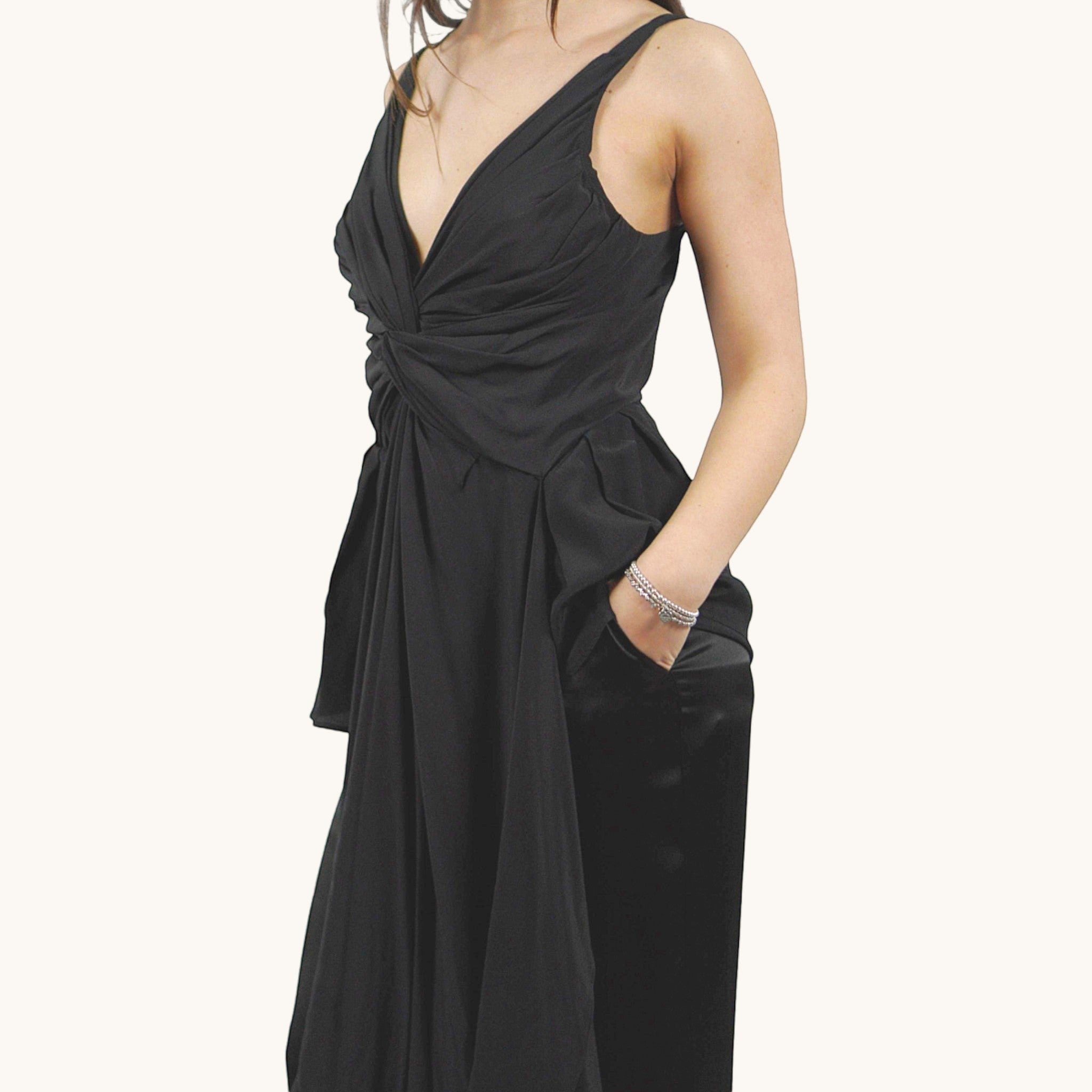 Top drappeggiato nero Erika Cavallini E9PT06/