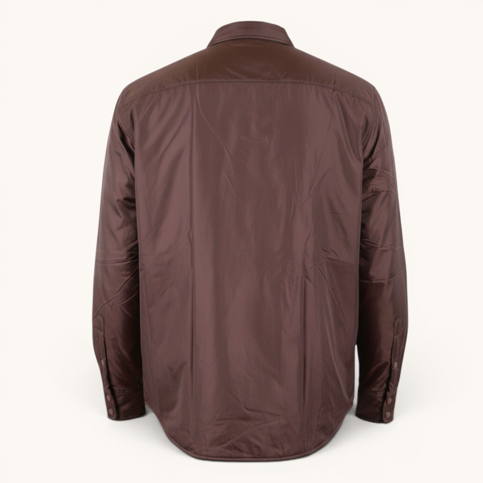 Numero 5 Aspesi men's bordeaux collared shirt, lightweight nylon, button-up style.