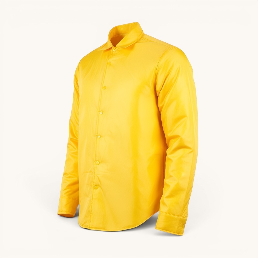 Numero 5 Aspesi bright yellow padded polyamide shirt with button closure and collar.