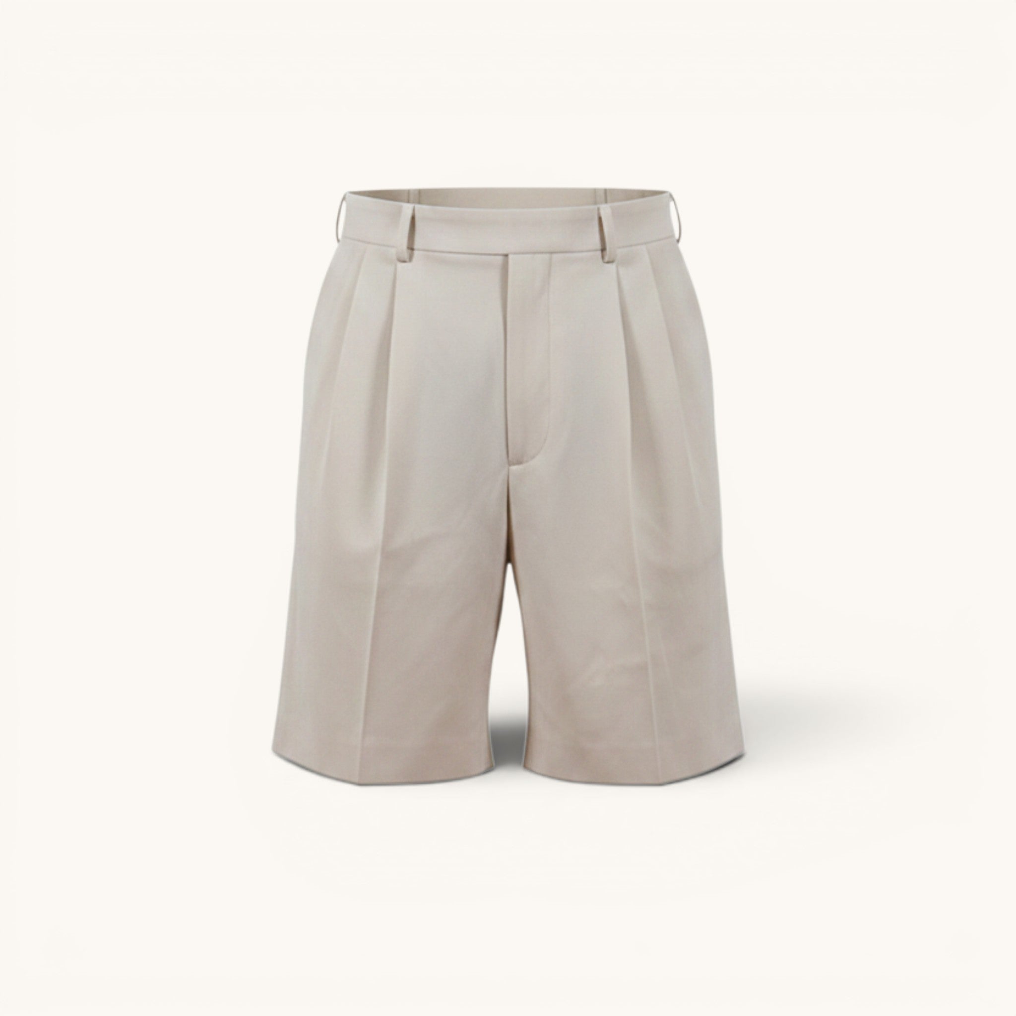 Numero 5 men's light beige cotton shorts with regular fit and pleats, ideal for summer.
