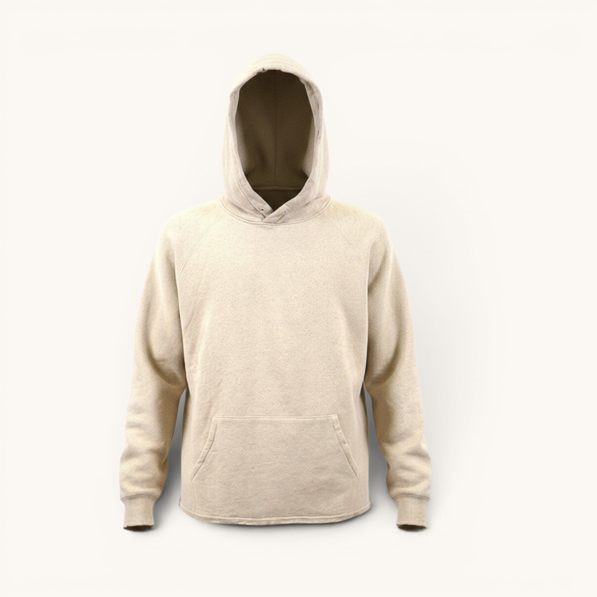 Numero 5 men's beige cotton-linen blend hoodie with hood and front pocket. Regular fit.