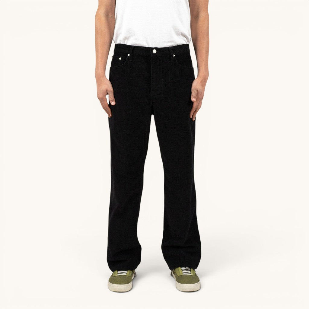 Numero 5 men's regular fit black 100% cotton corduroy jeans.