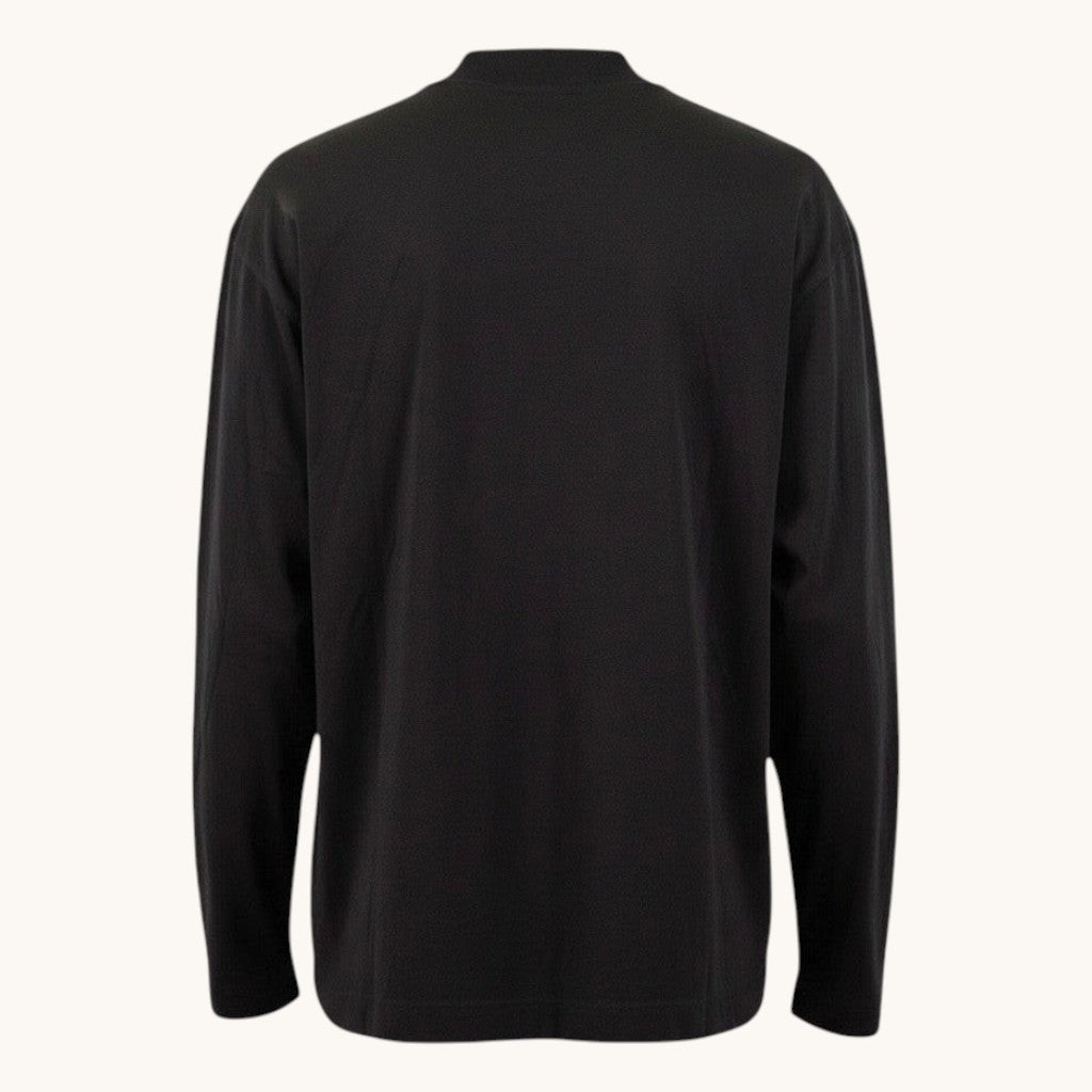 Numero 5 men's black 100% cotton long sleeve t-shirt with regular fit and minimal design.