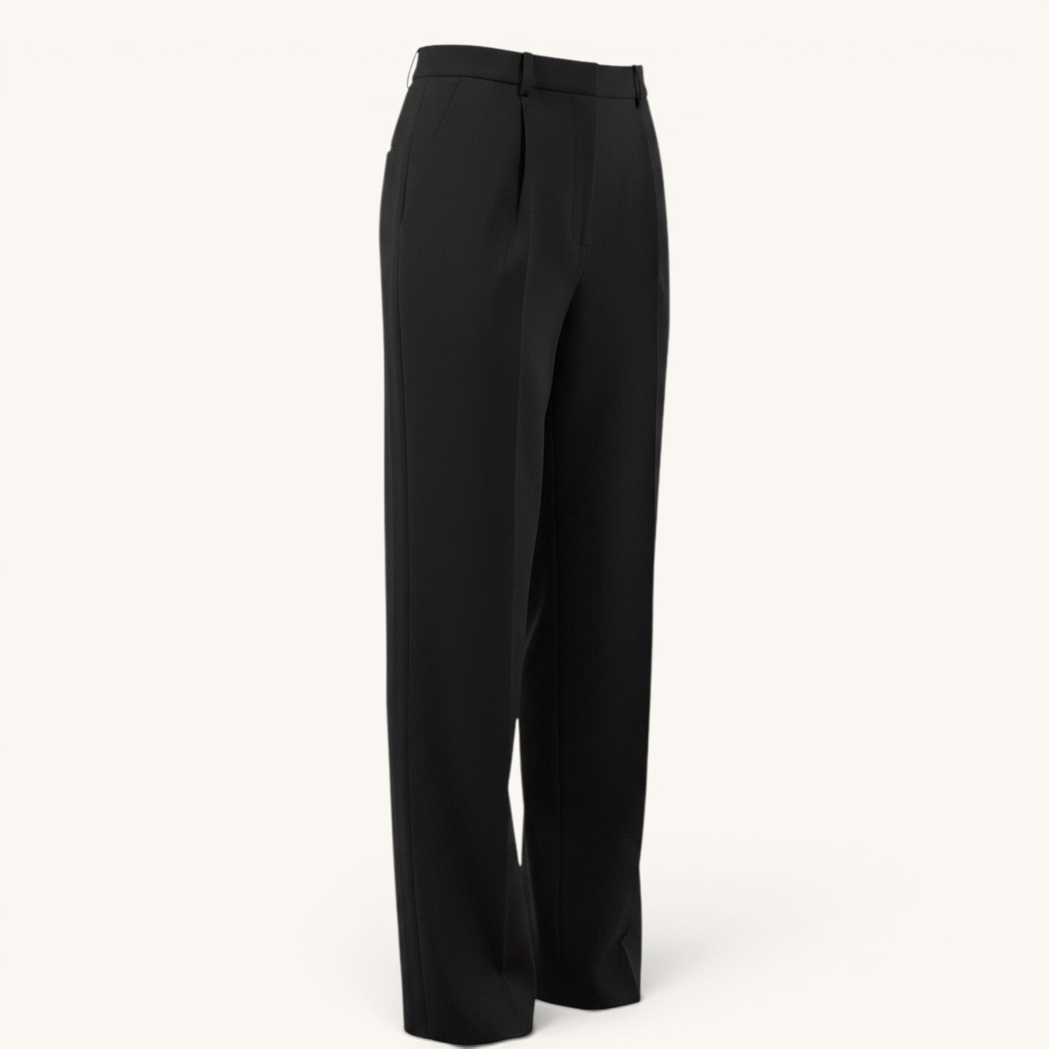 Numero 5 black acetate-viscose blend trousers with straight leg and pleats, regular fit for women.
