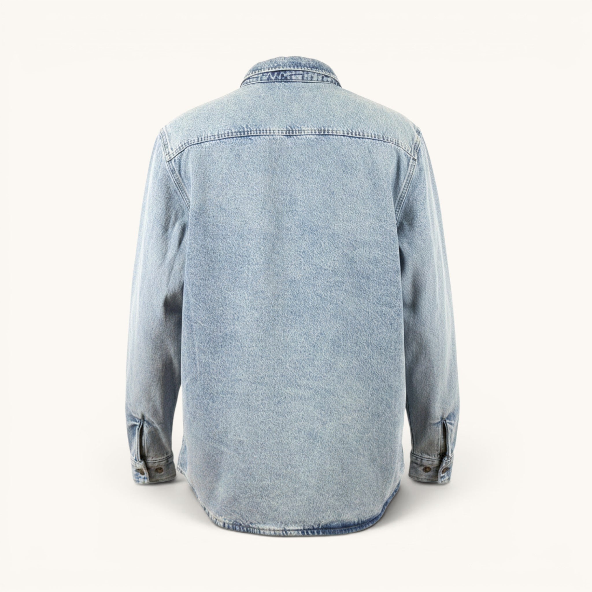 Numero 5 men's blue sherpa-lined denim shirt, regular fit, essential design, 100% cotton exterior.