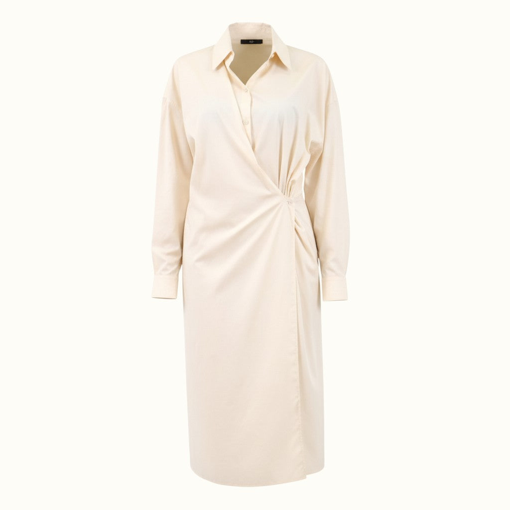 Numero 5 cream white 100% cotton shirt dress with a wrap closure and regular fit. Ideal for summer.