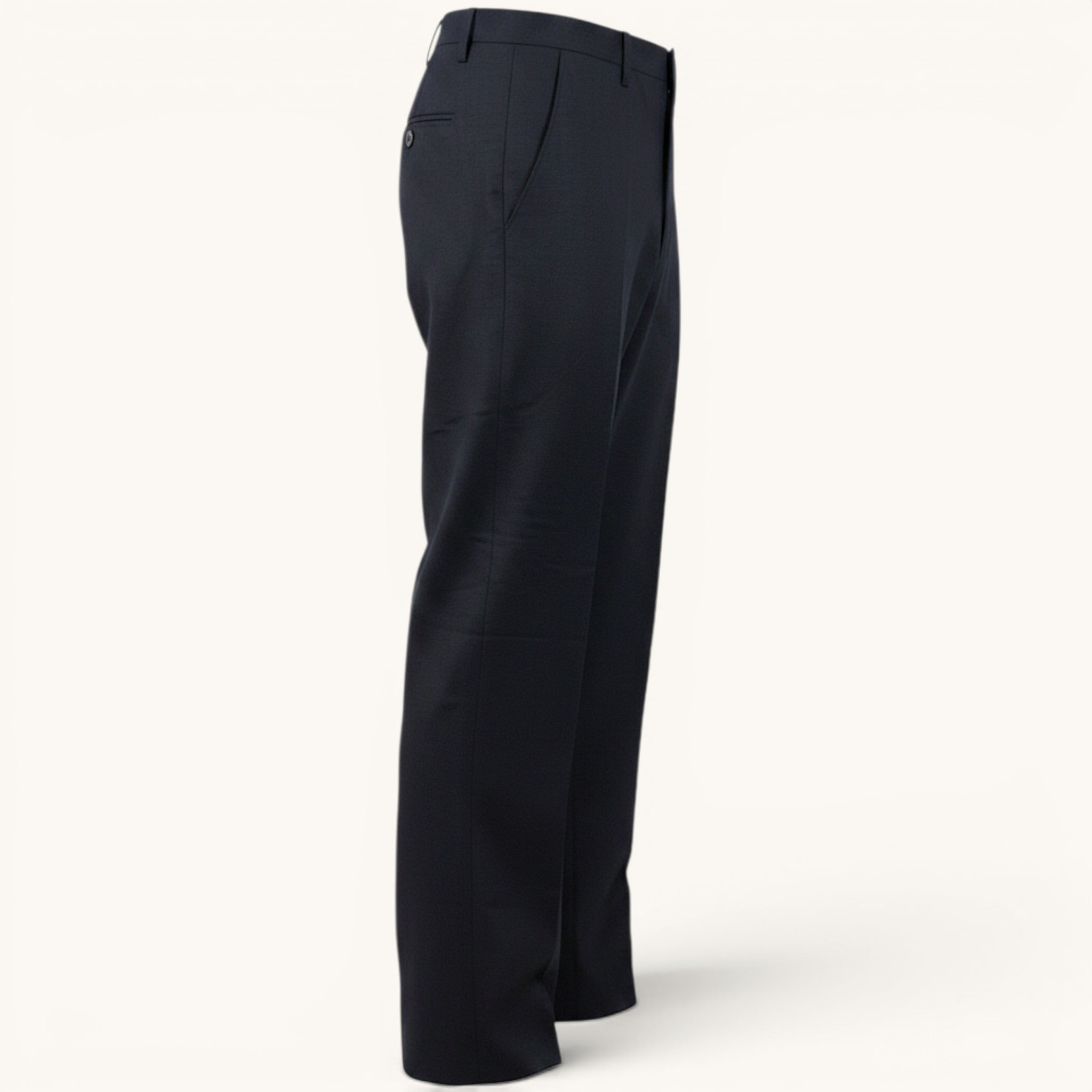 Numero 5 Dries Van Noten navy blue wool trousers with pence detail and regular fit for men.