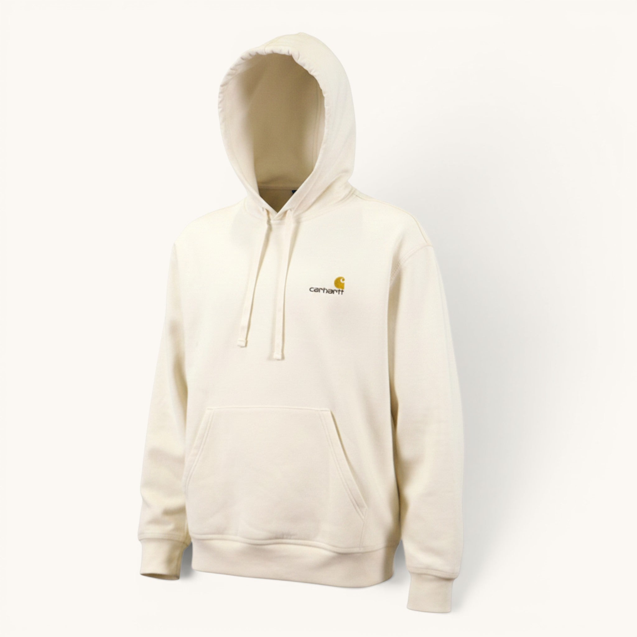 Numero 5 Felpa da uomo bianca in cotone e poliestere con cappuccio e tasca a marsupio, logo Carhartt WIP ricamato.