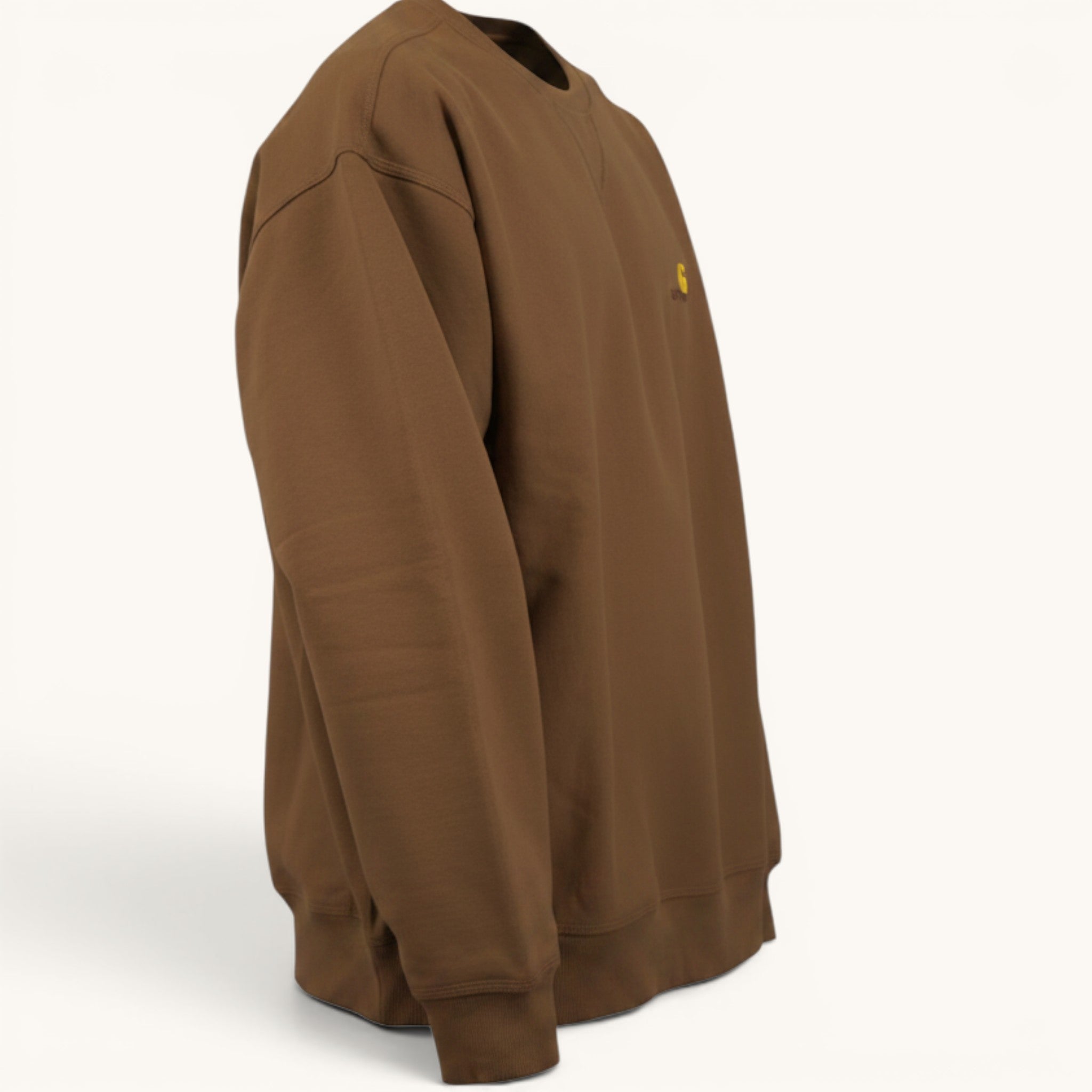 Numero 5 Felpa girocollo marrone in cotone 100% da uomo, vestibilità regolare, ideale per le mezze stagioni.