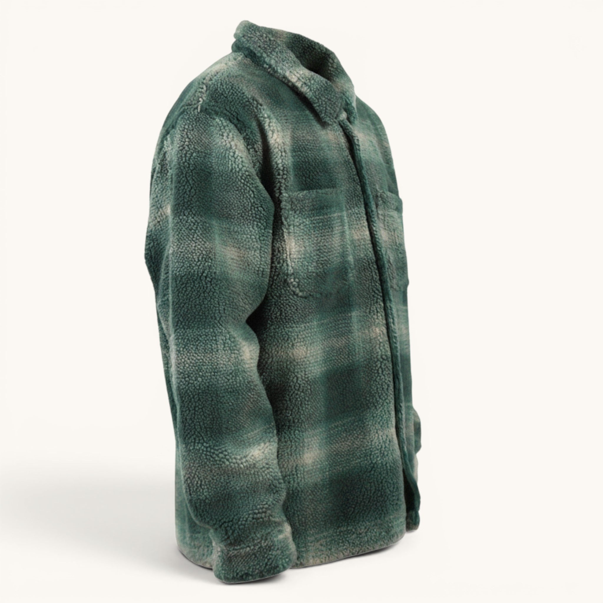 Numero 5 men's green plaid fleece shirt, relaxed fit, polyester, perfect for summer.