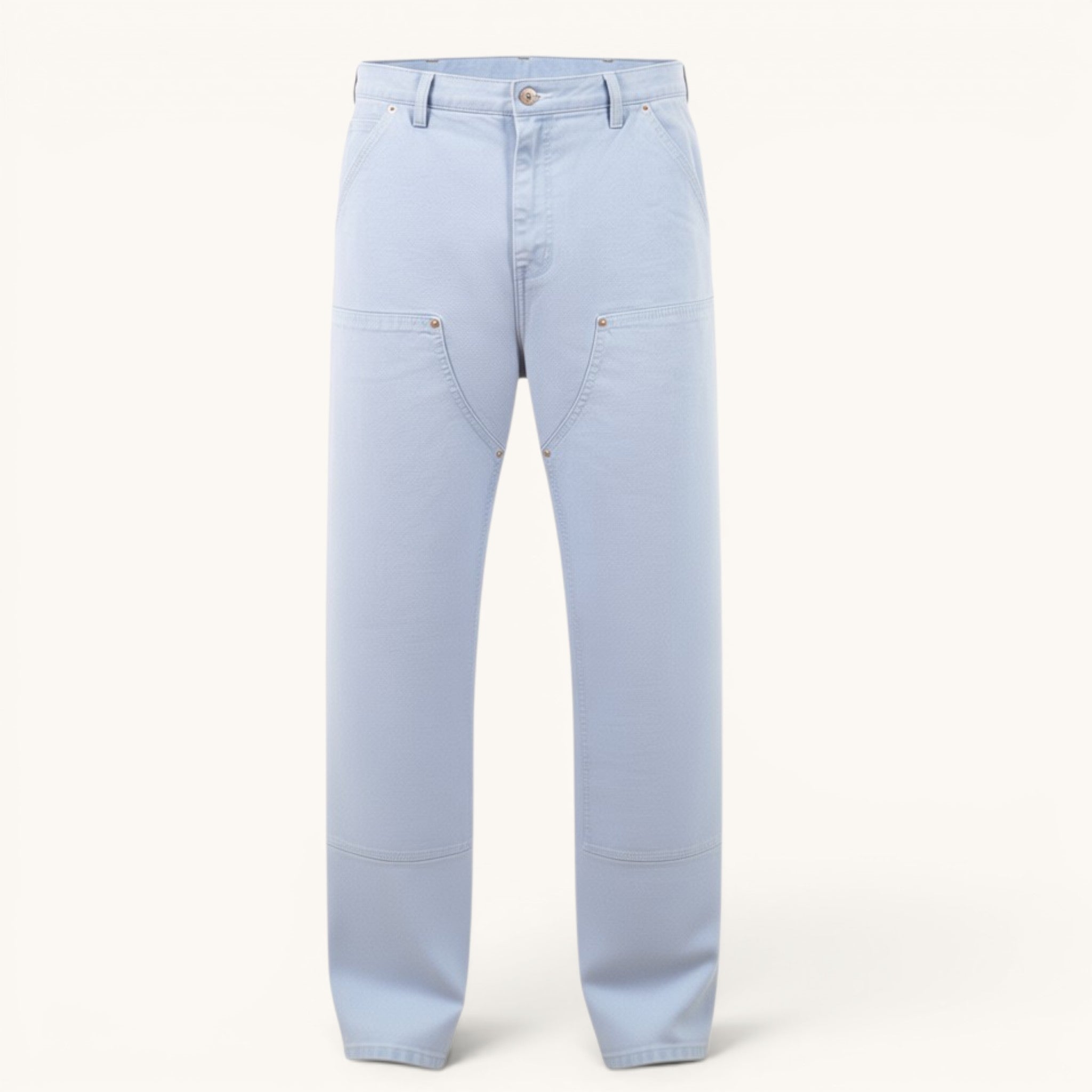 Numero 5 light blue cotton jeans with regular fit and versatile clean line design, ideal for casual outfits.
