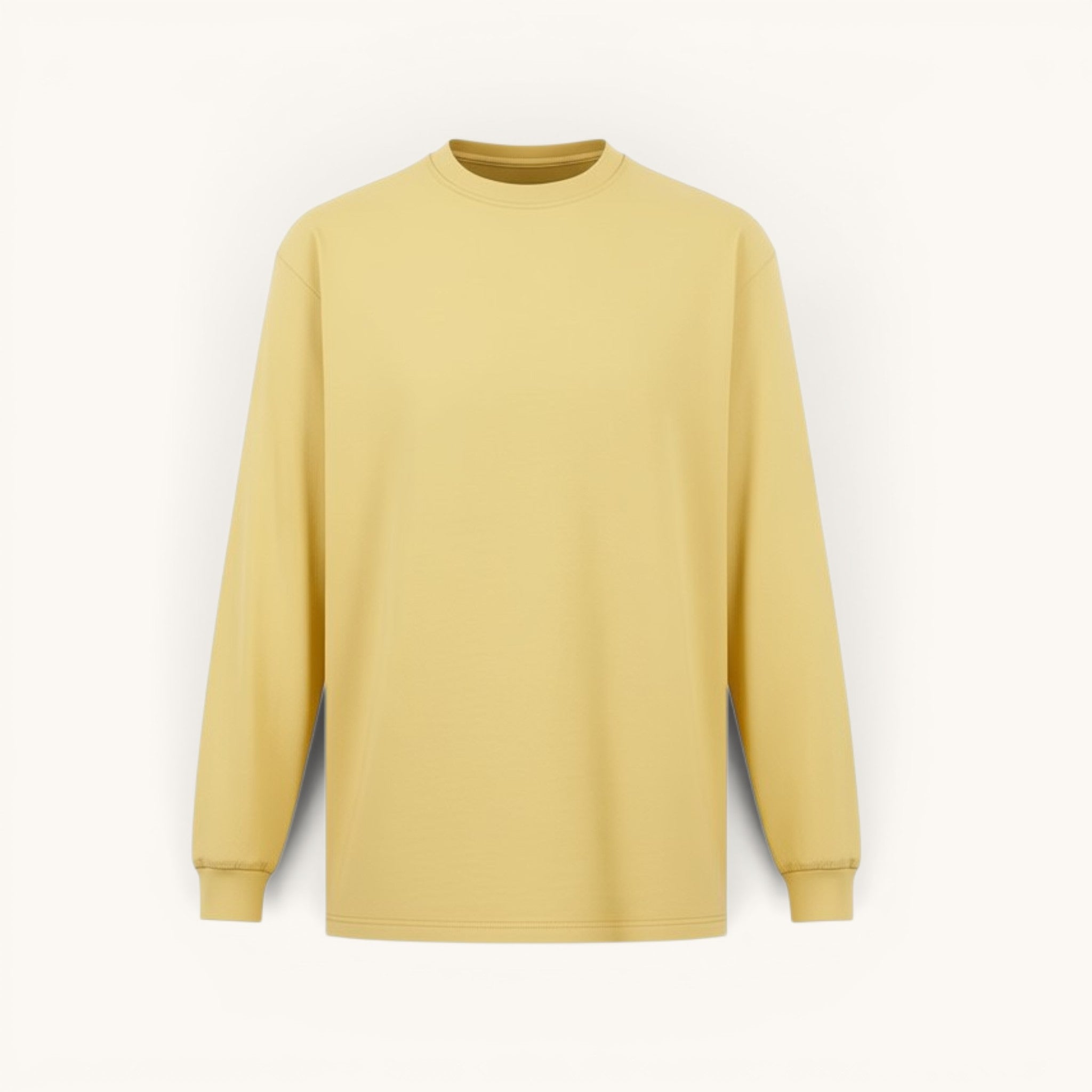 Numero 5 Maglia gialla a manica lunga in cotone leggera da uomo, vestibilità regolare, ideale per la mezza stagione.