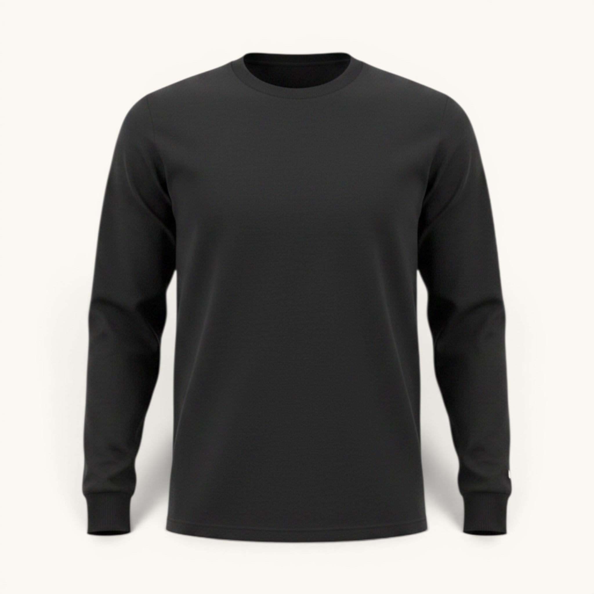 Numero 5 Uomo maglia nera a manica lunga in cotone 100% con vestibilità regolare.