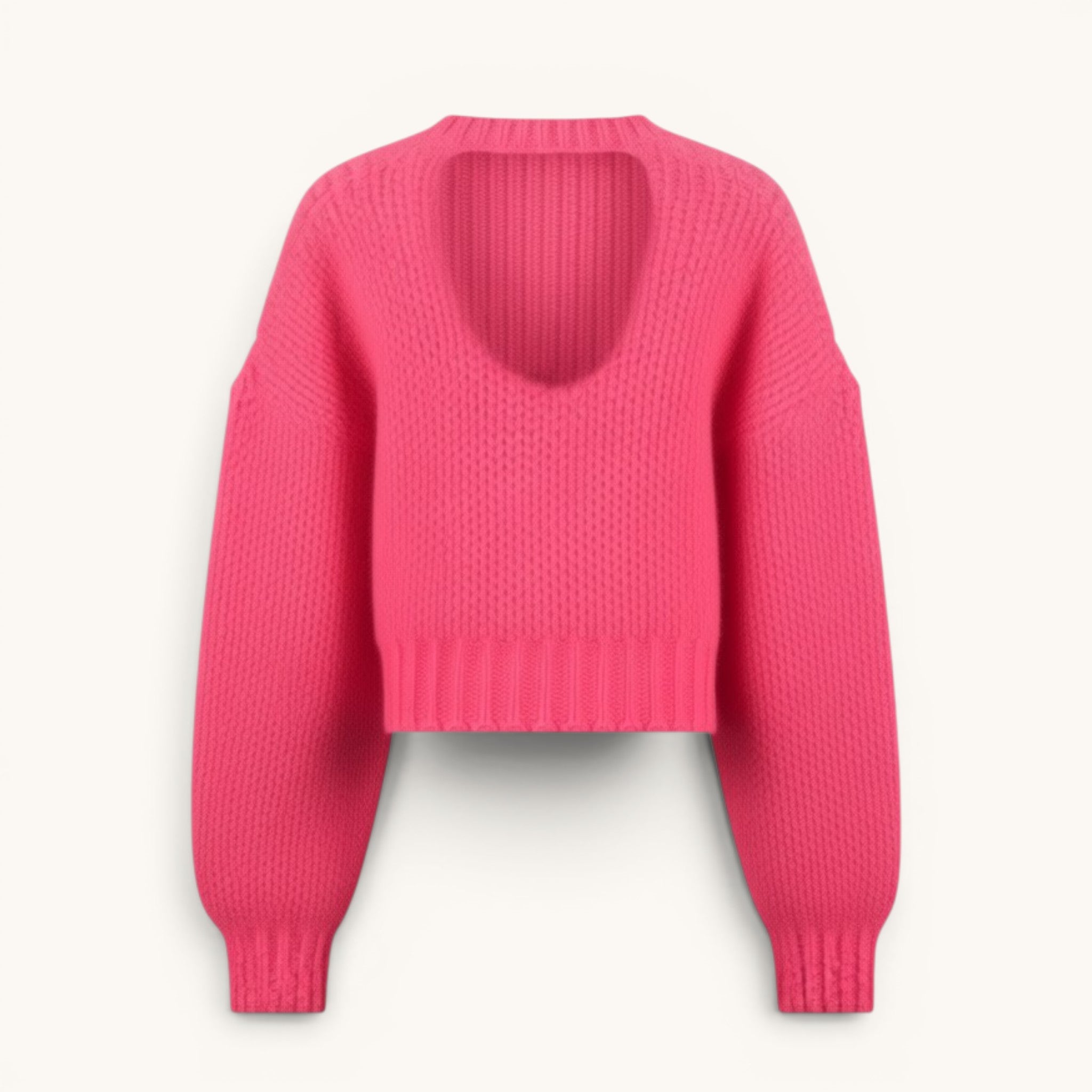 Numero 5 maglione fucsia in cotone con scollo a V e lavorazione a maglia