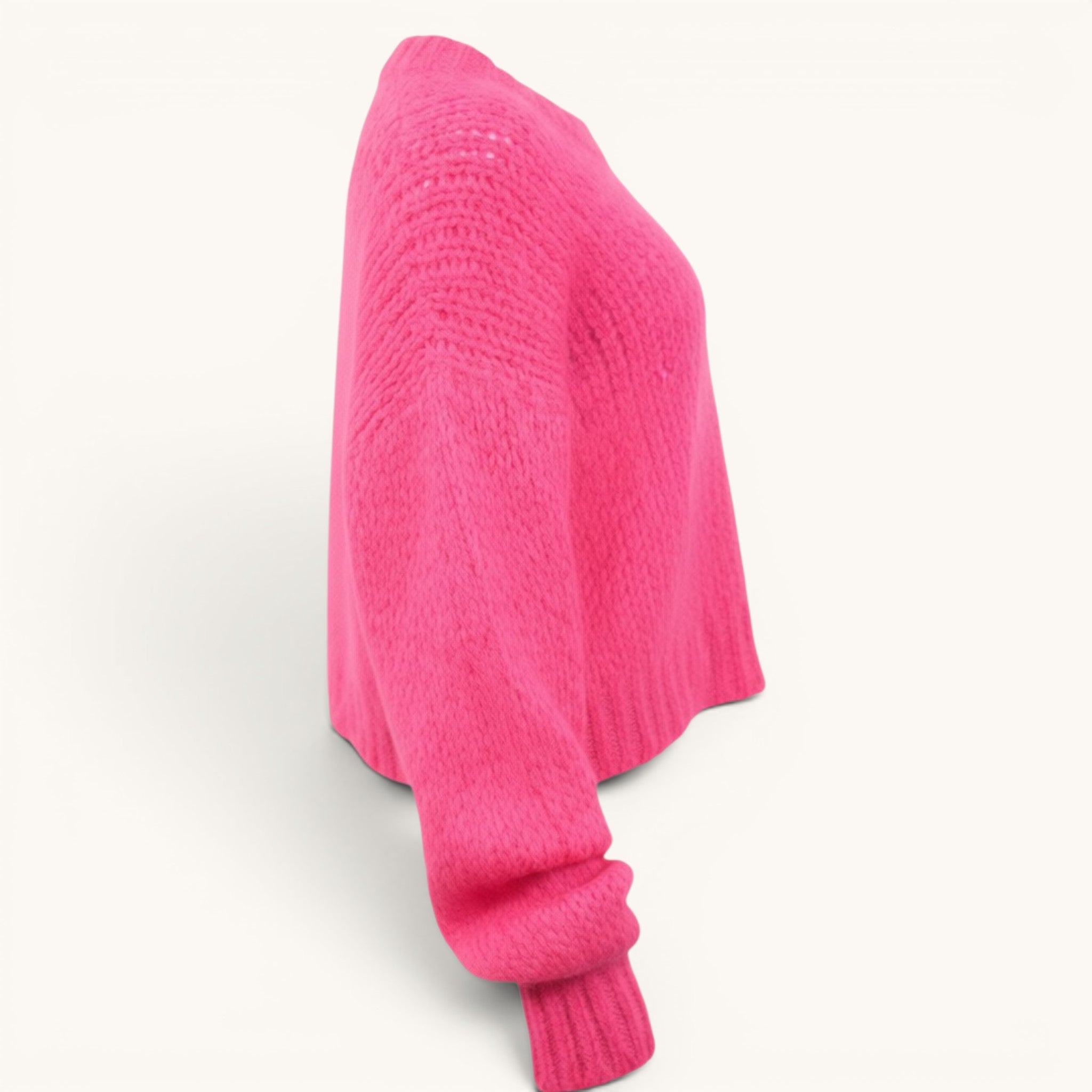 Numero 5 Maglione fuxia in cotone con scollo a V e lavorazione a maglia