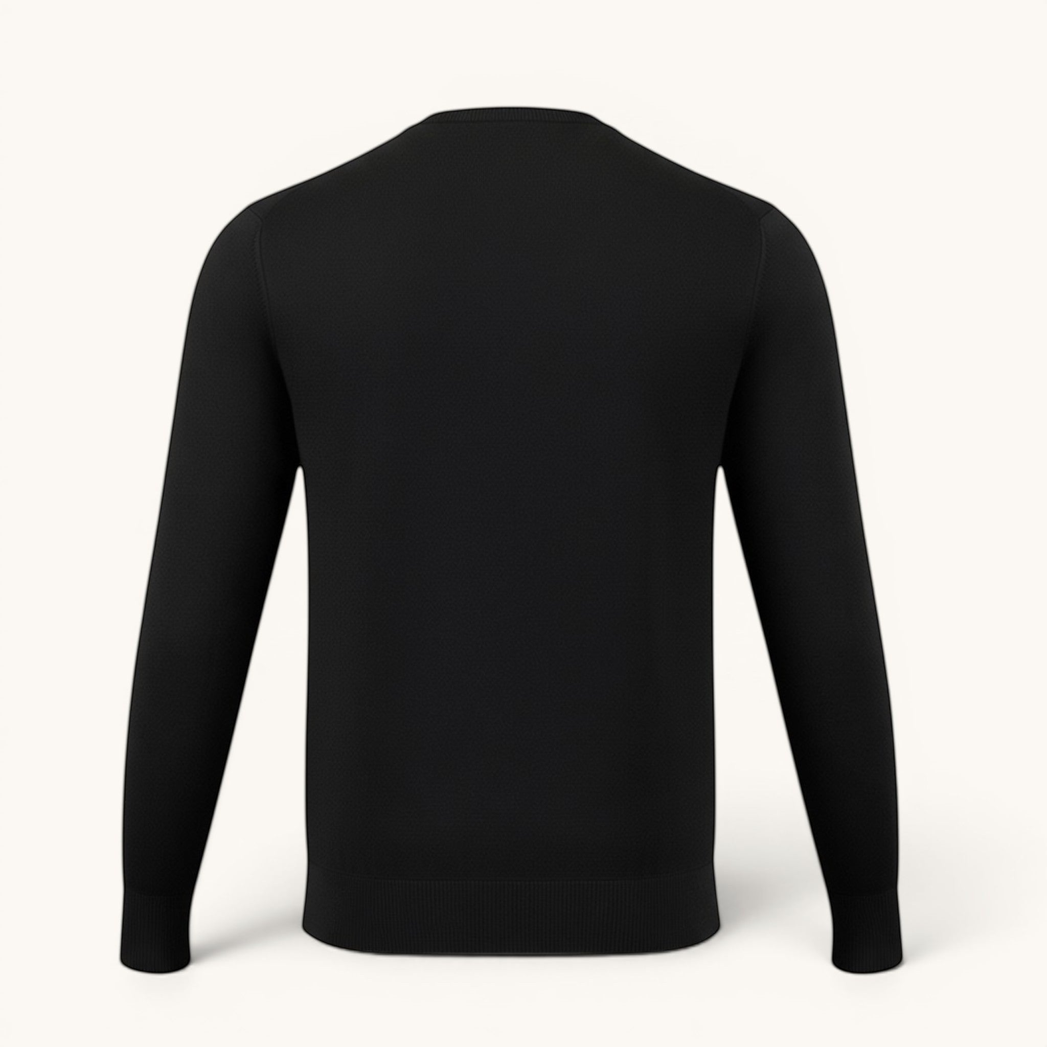 Numero 5 uomo maglione nero girocollo in 100% lana vergine, vestibilità regolare, ideale per l'inverno.