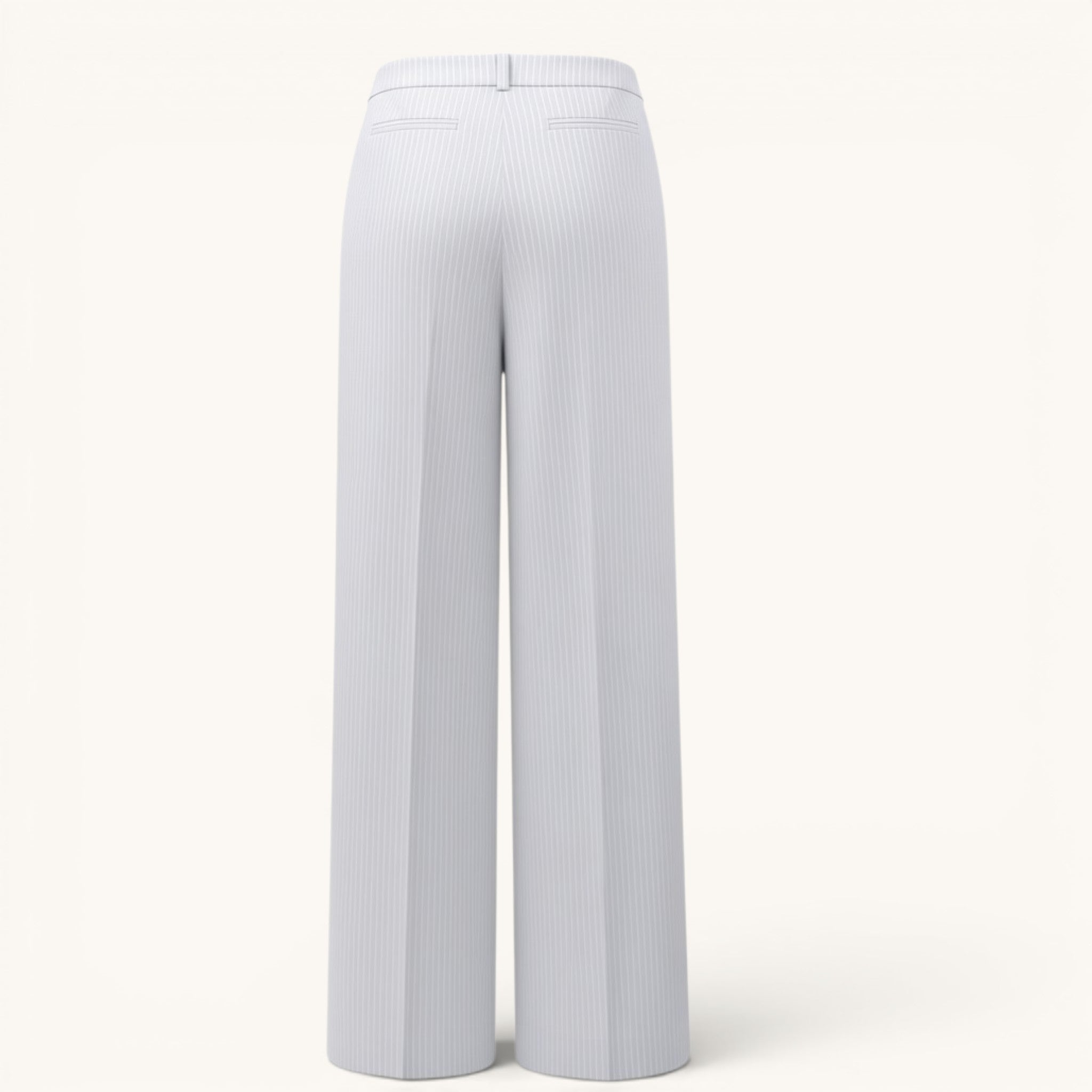 Numero 5 Pantaloni azzurri a righe bianche in cotone e poliestere, vita alta, pence e tasche, vestibilità regular fit.