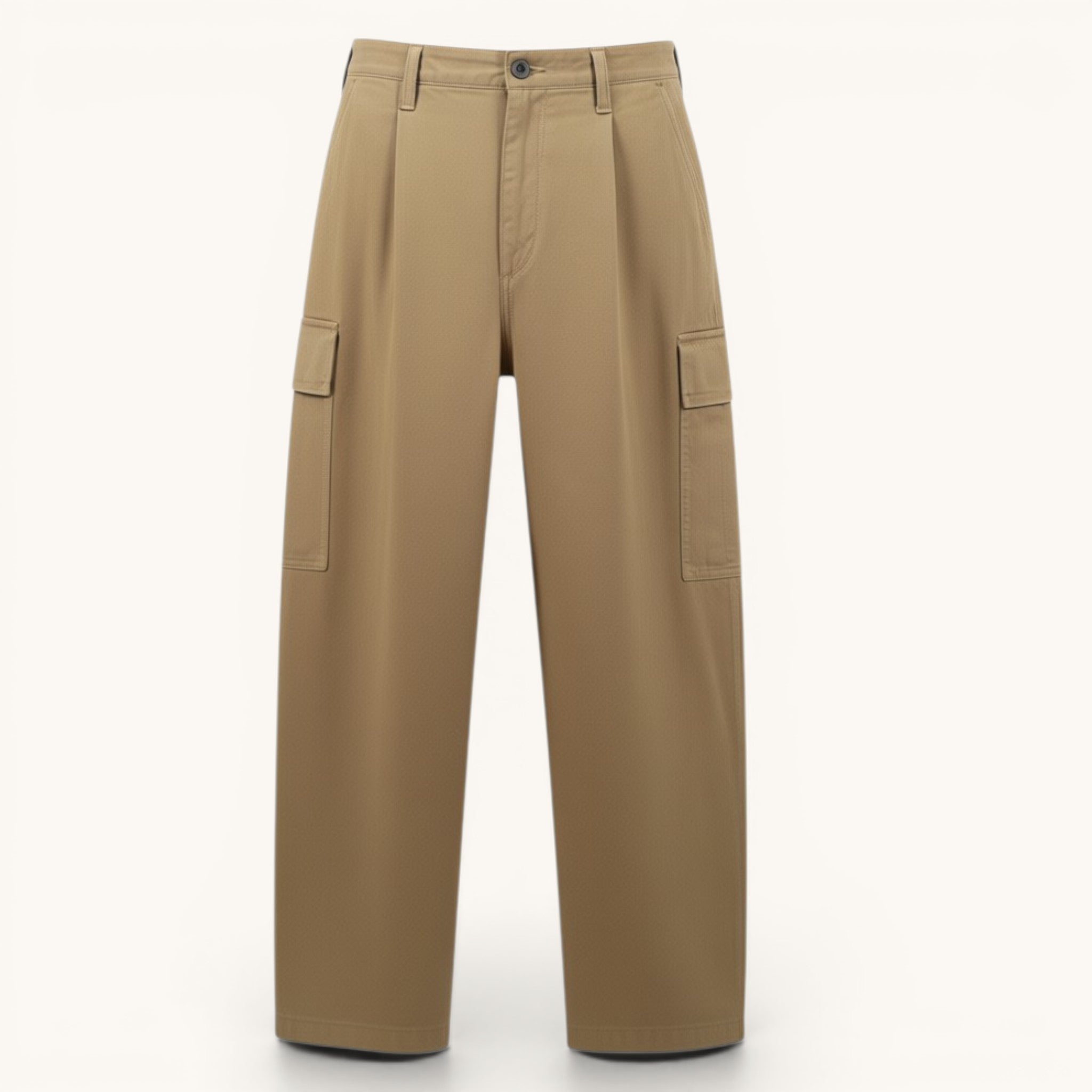 Numero 5 pantaloni cargo beige in cotone da uomo con vestibilità regular fit e linea essenziale.