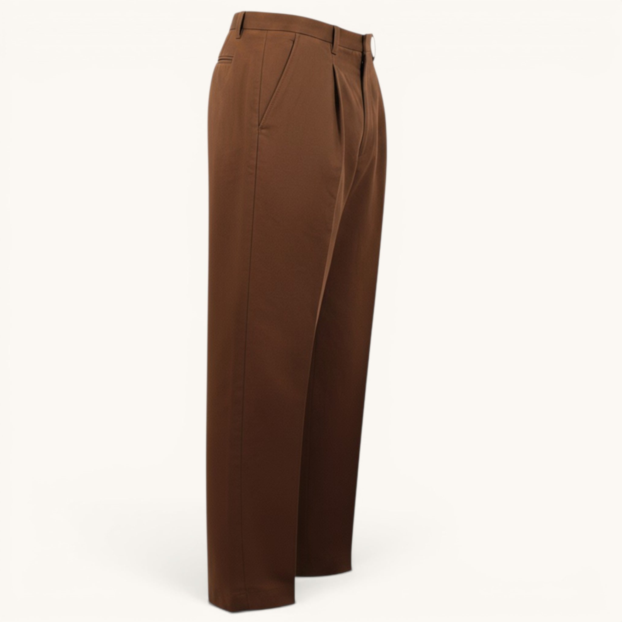 Numero 5 Uomo marrone cotone e lino pantaloni eleganti con tasche laterali e pinces