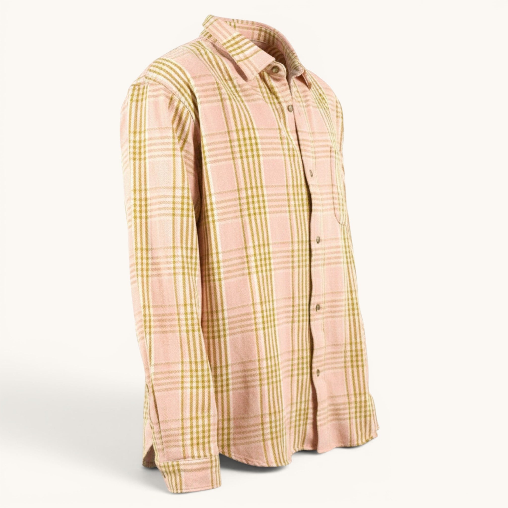 Numero 5 men's pink plaid long-sleeve shirt with a regular fit and button-up front.